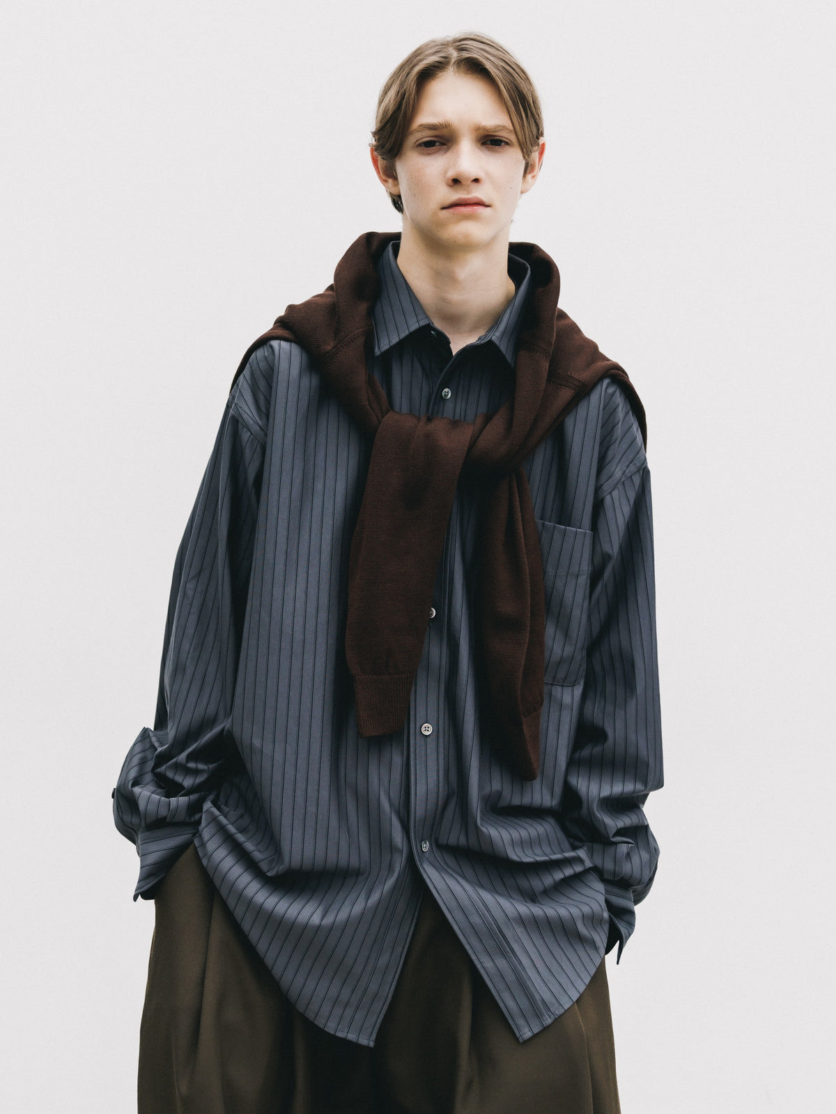 【10.31 SAT 20:00- IN STOCK】 THICK/THIN STRIPE 46G KNIT EVERYDAY L/S SHIRT (CHARCOAL STRIPE)