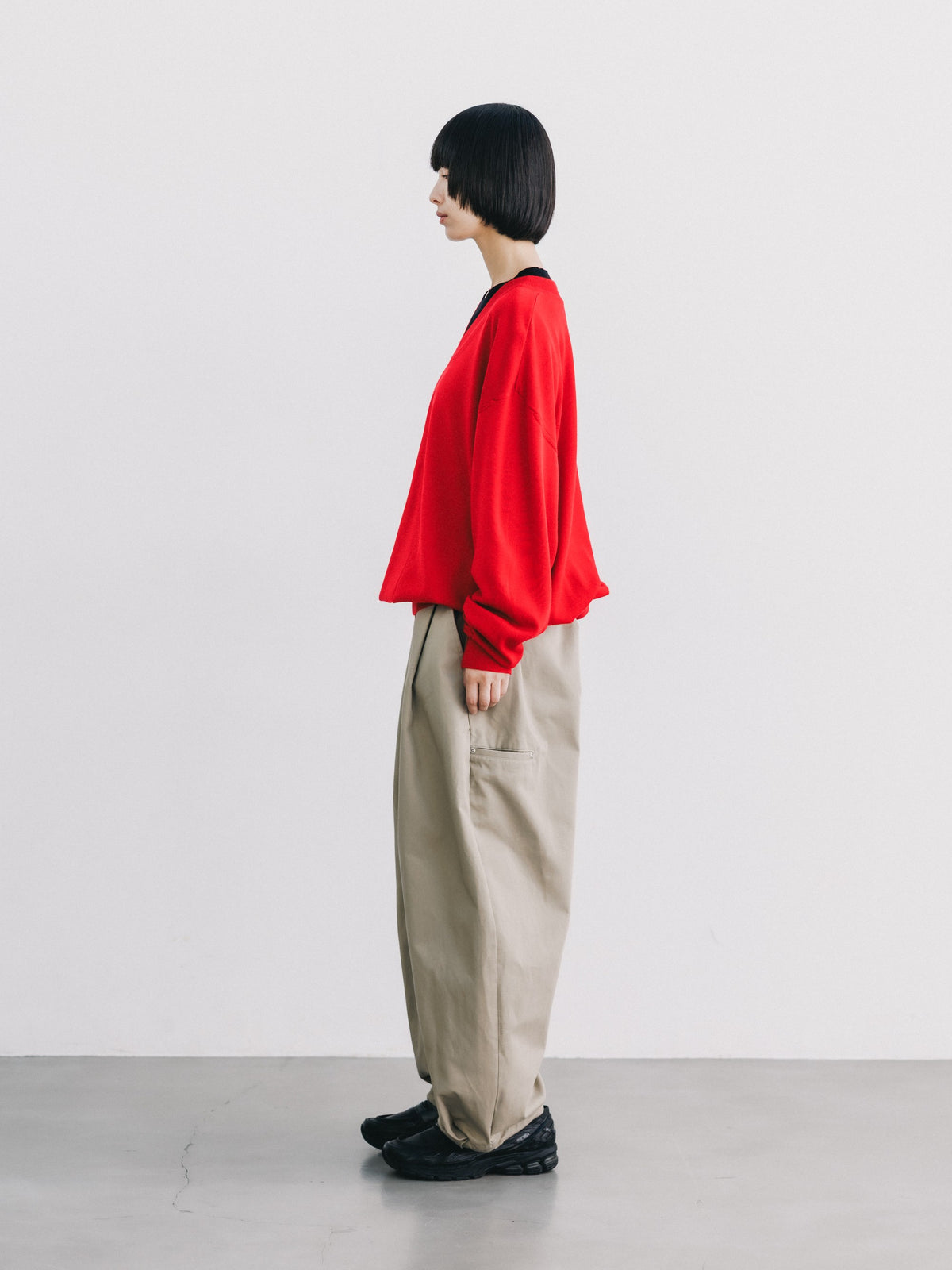 【10.31 SAT 20:00- IN STOCK】 12G WOOL V-NECK KNIT PULLOVER (RED)