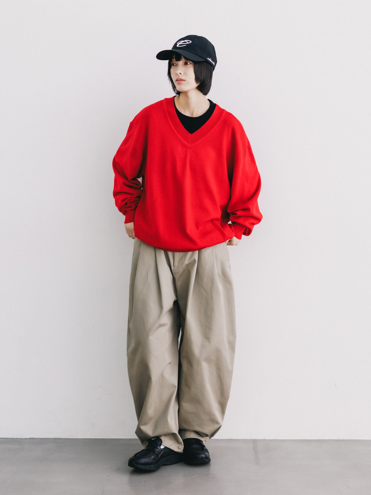 【10.31 SAT 20:00- IN STOCK】 12G WOOL V-NECK KNIT PULLOVER (RED)