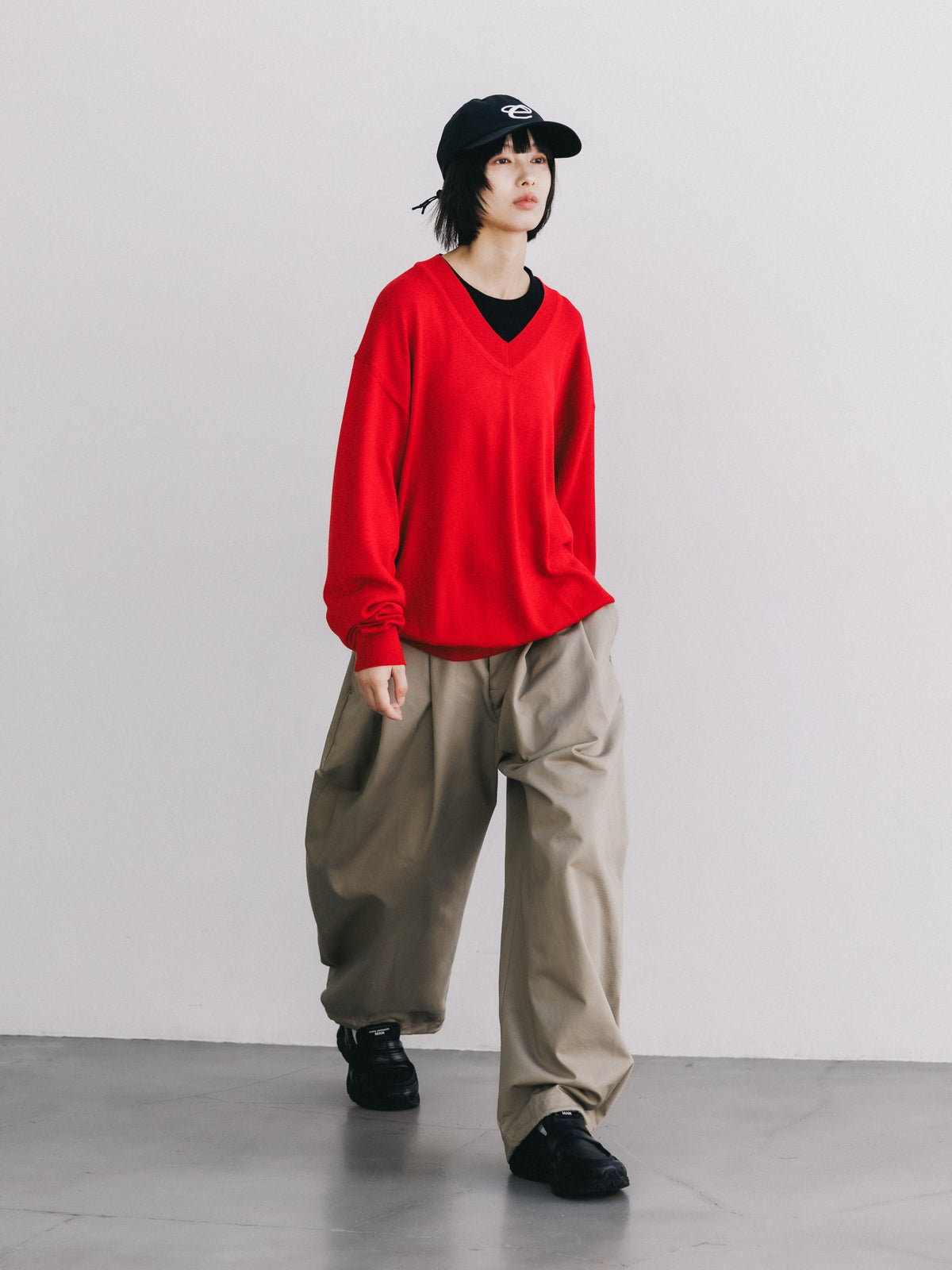 【10.31 SAT 20:00- IN STOCK】 12G WOOL V-NECK KNIT PULLOVER (RED)