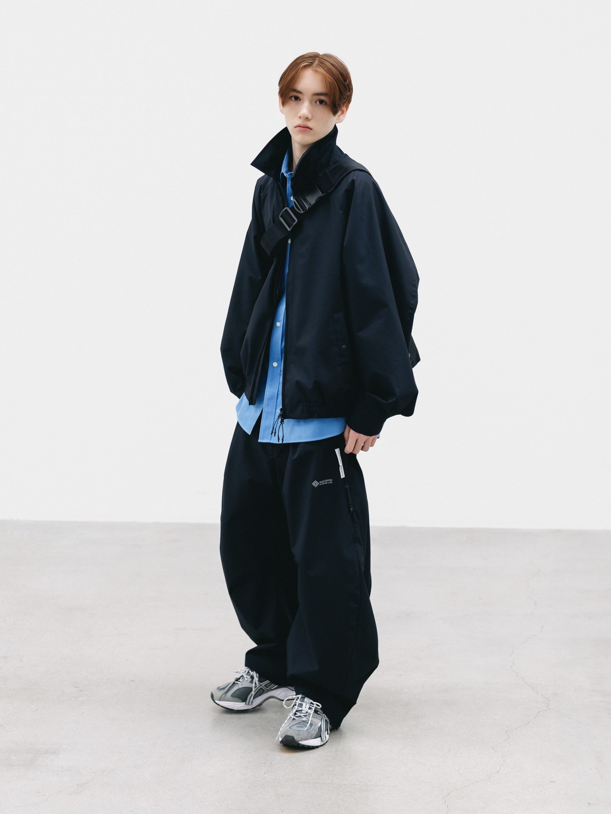 【9.2 WED 20:00- IN STOCK】+phenix WINDSTOPPER® by GORE-TEX LABS TWILL CITY BARREL LEG PANTS (BLACK×WHITE)