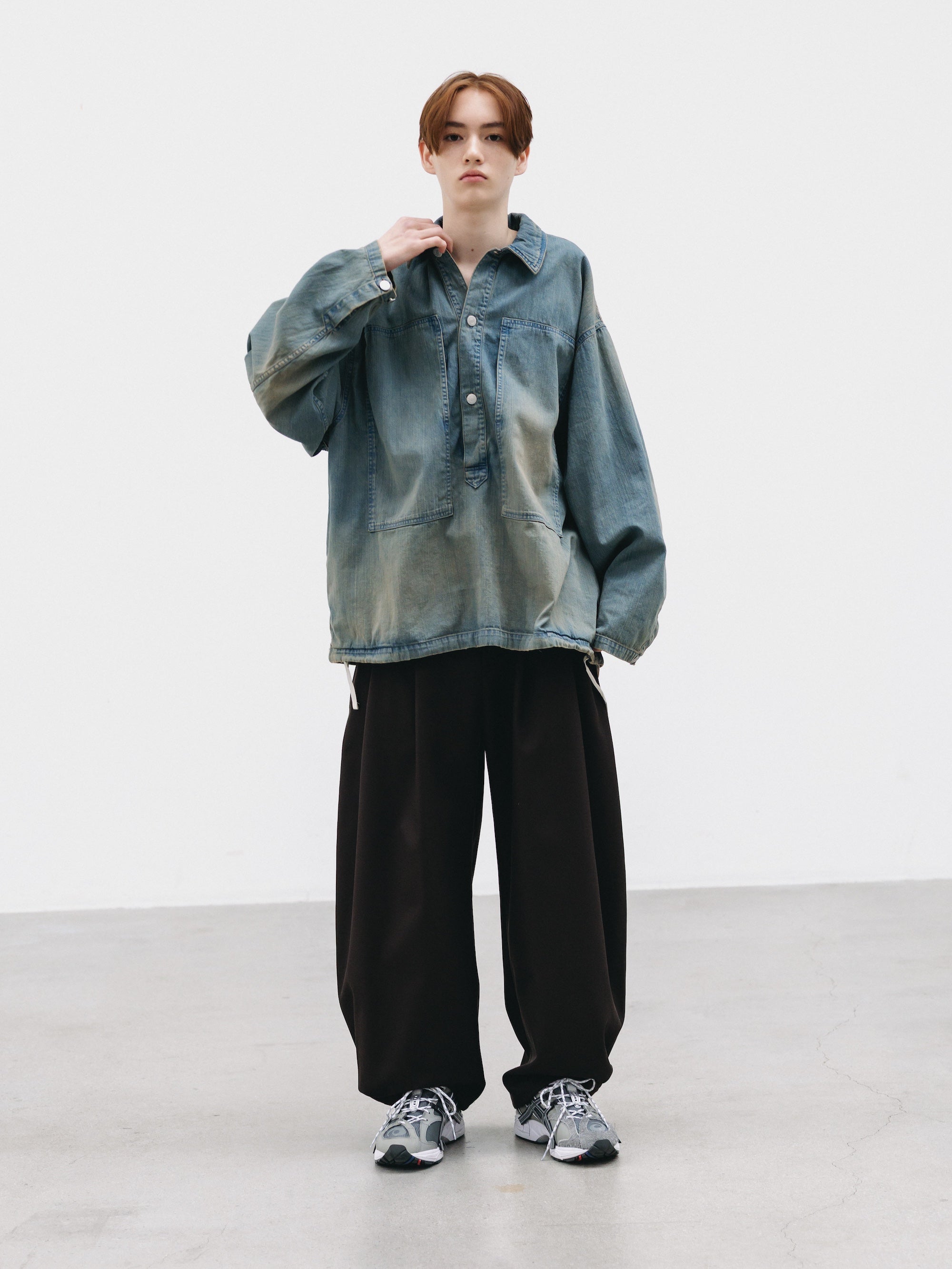 VINTAGE DYED SELVEDGE DENIM US ARMY M-35 PULLOVER JACKET (VINTAGE BEIG