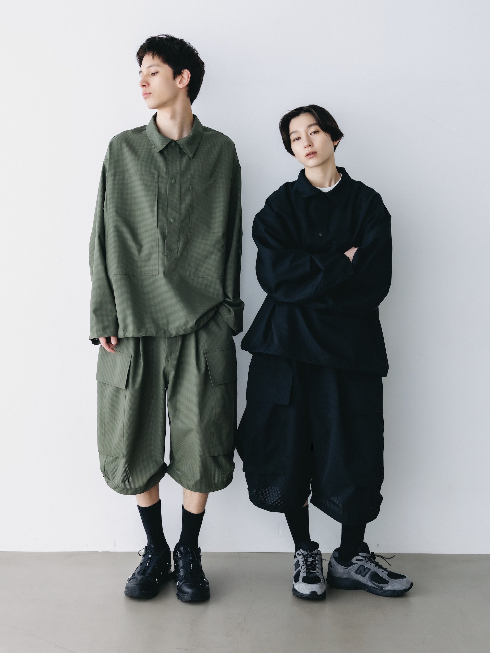CLESSTE COOL DOTS®︎ HALF PANTS 003 COOLDOTS® CITY MEGA POCKET BALLOON CARGO HALF PANTS (BLACK)