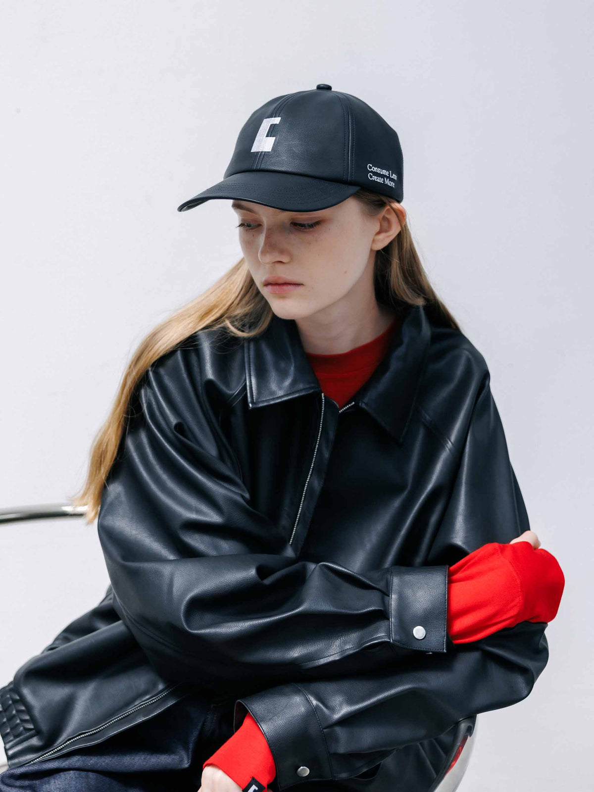 【9.16 WED 20:00- IN STOCK】"C"SYNTHETIC SKIN-TEX CITY CAP (BLACK)