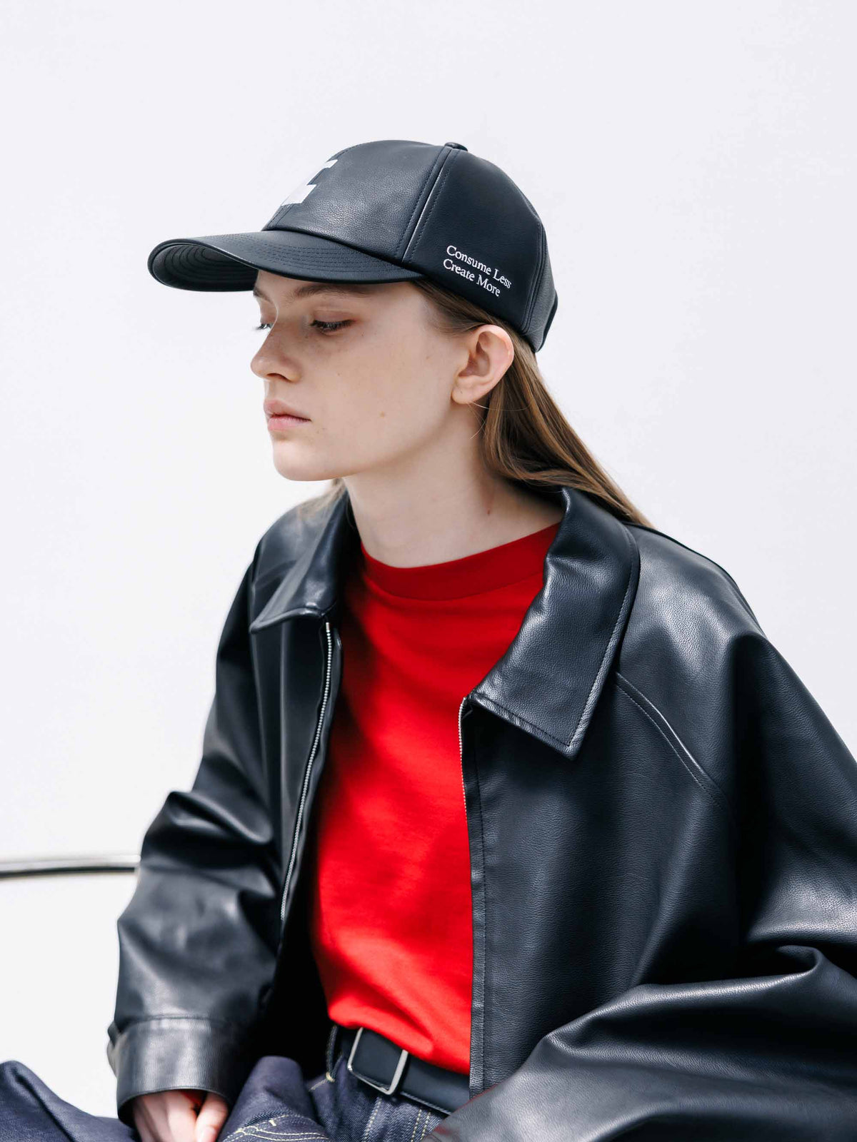 【9.16 WED 20:00- IN STOCK】"C"SYNTHETIC SKIN-TEX CITY CAP (BLACK)
