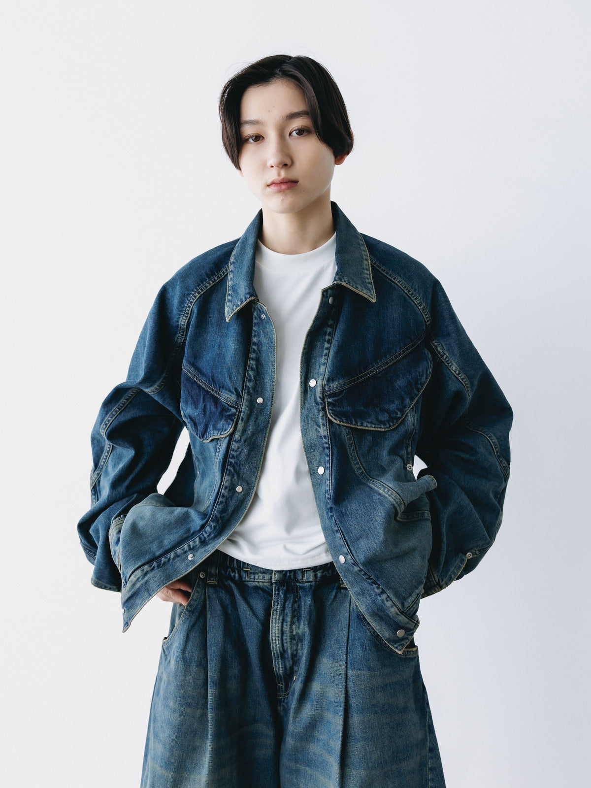 【10.10 SAT 20:00- IN STOCK】 VINTAGE DYED SELVEDGE DENIM FUTURE TRUCKER JACKET (VINTAGE INDIGO)