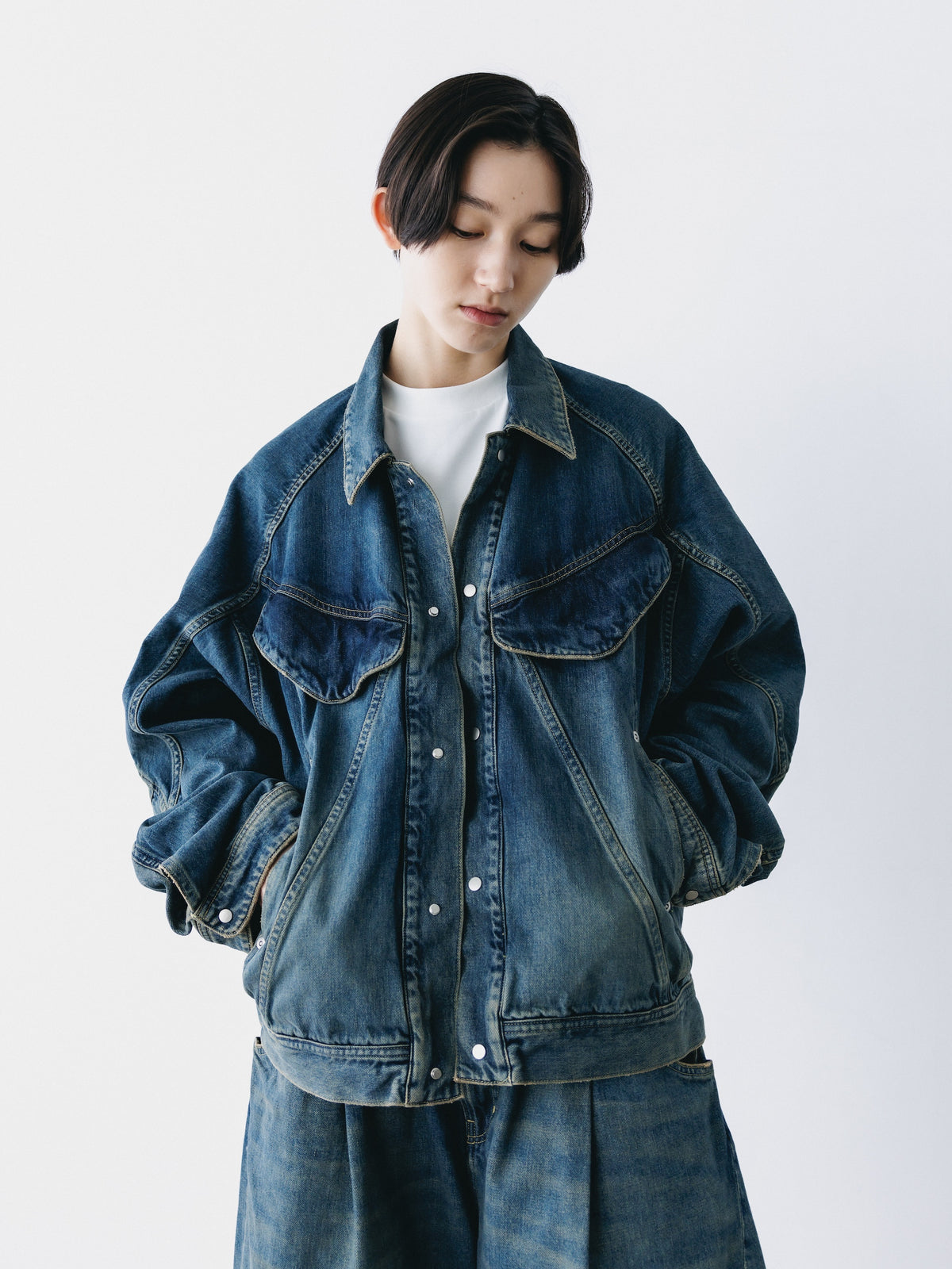 【10.10 SAT 20:00- IN STOCK】 VINTAGE DYED SELVEDGE DENIM FUTURE TRUCKER JACKET (VINTAGE INDIGO)