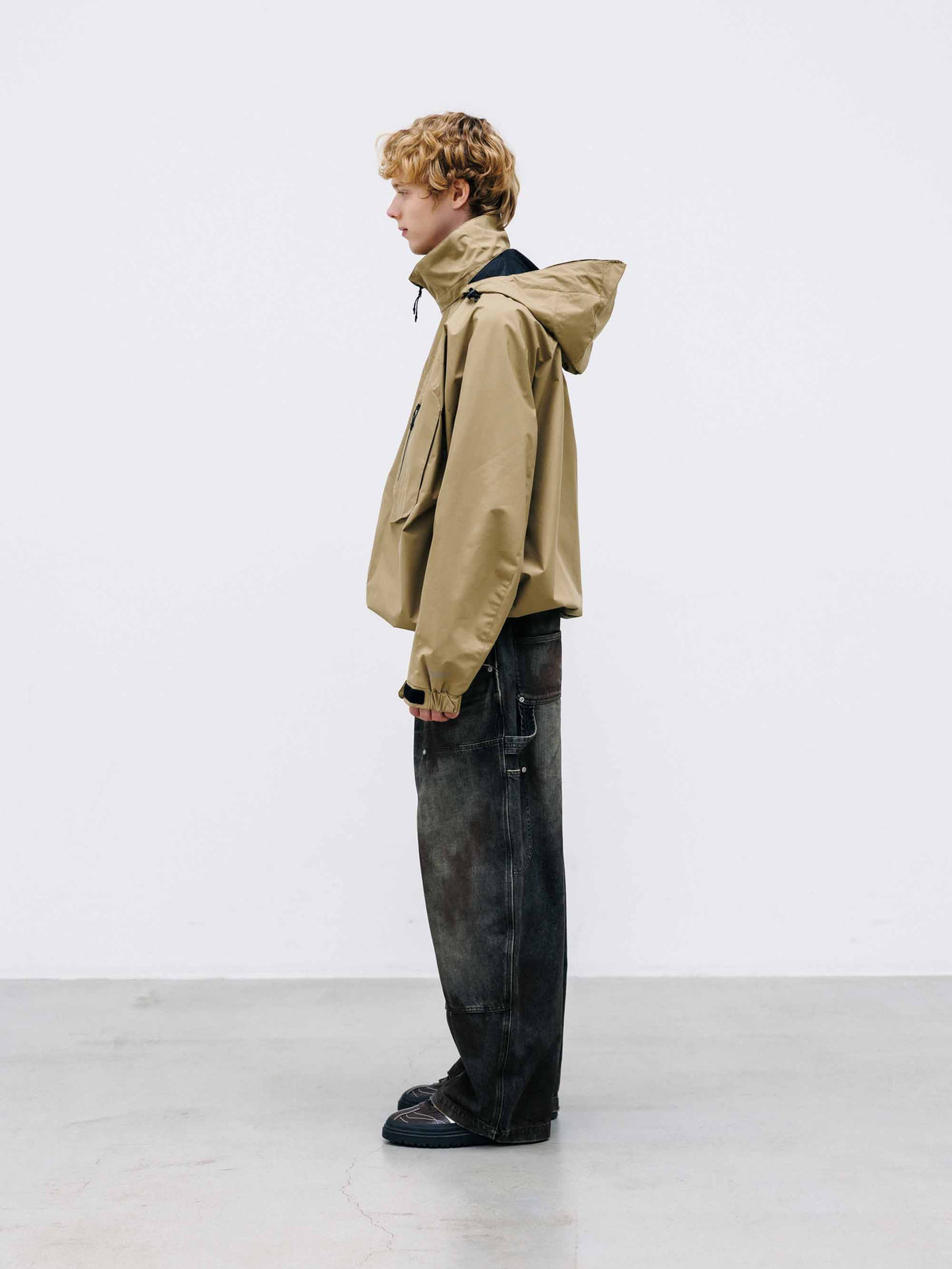 【10.10 SAT 20:00- IN STOCK】 VINTAGE DYED SELVEDGE DENIM DOUBLE KNEE CURVED WORKER PANTS (VINTAGE BLACK)