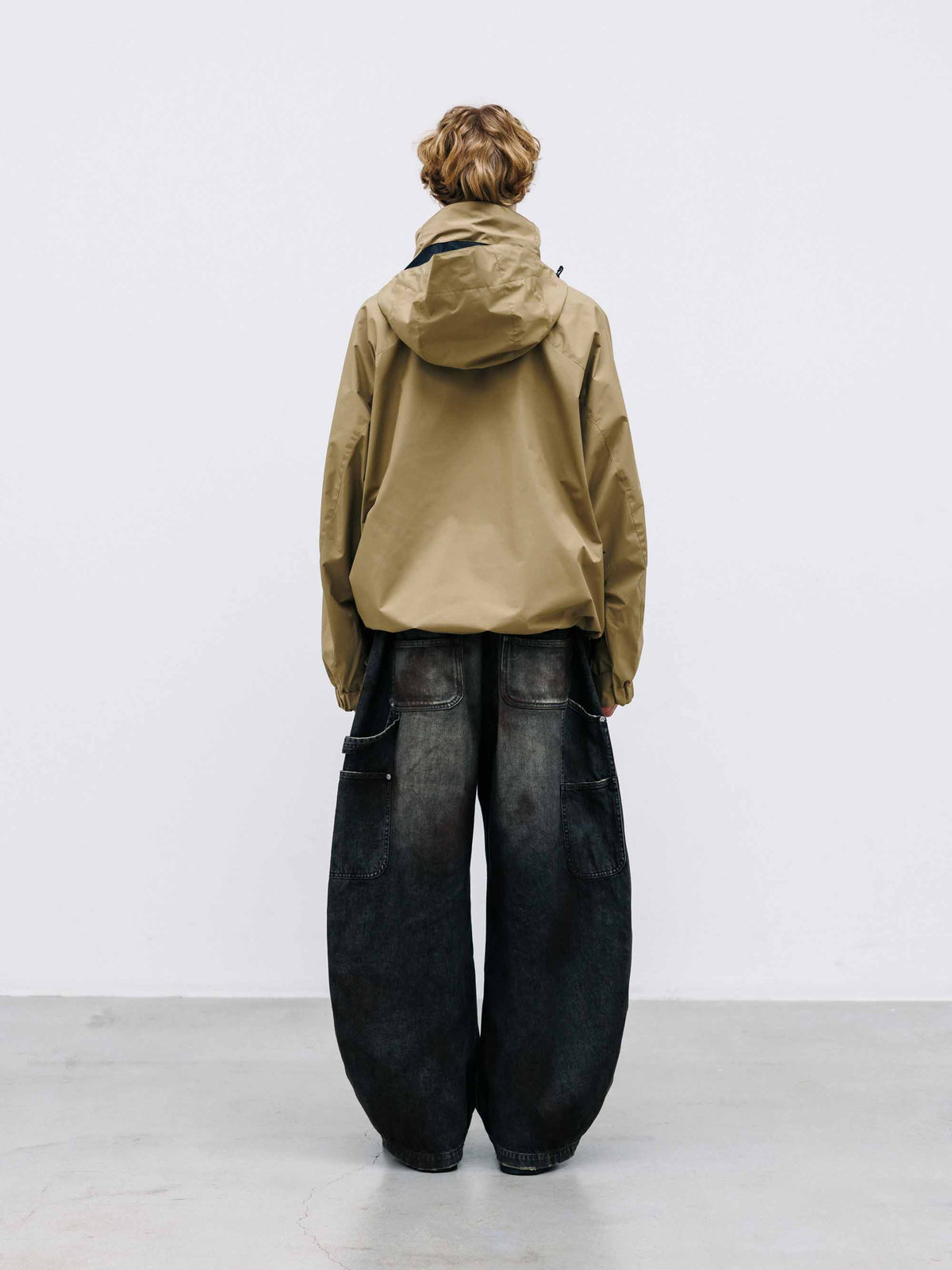 【10.10 SAT 20:00- IN STOCK】 VINTAGE DYED SELVEDGE DENIM DOUBLE KNEE CURVED WORKER PANTS (VINTAGE BLACK)