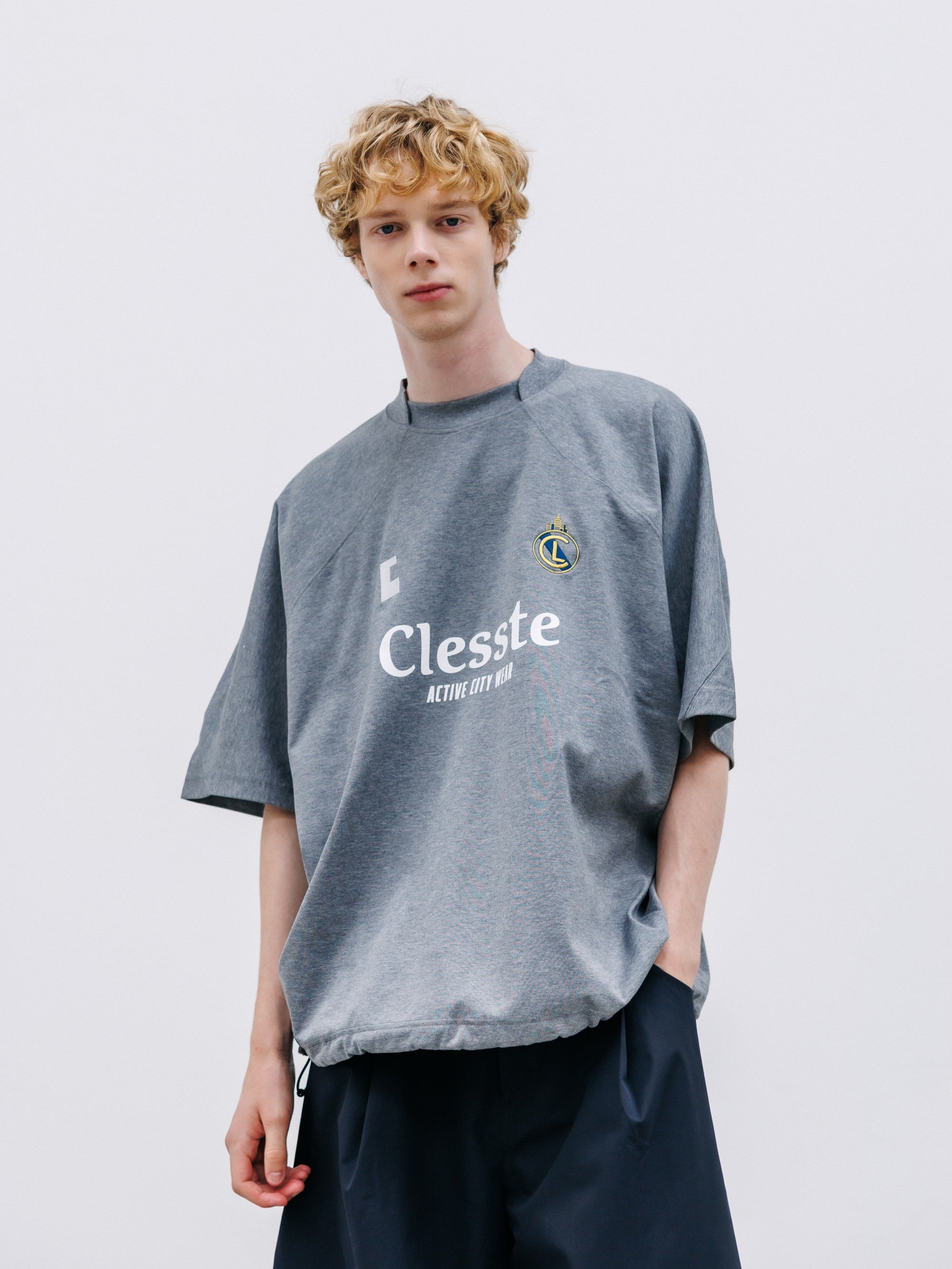 【8.29 SAT 20:00- IN STOCK】EMBROIDERED GAME S/S T-SHIRT WITH DRAWSTRINGS (HEATHER GRAY)