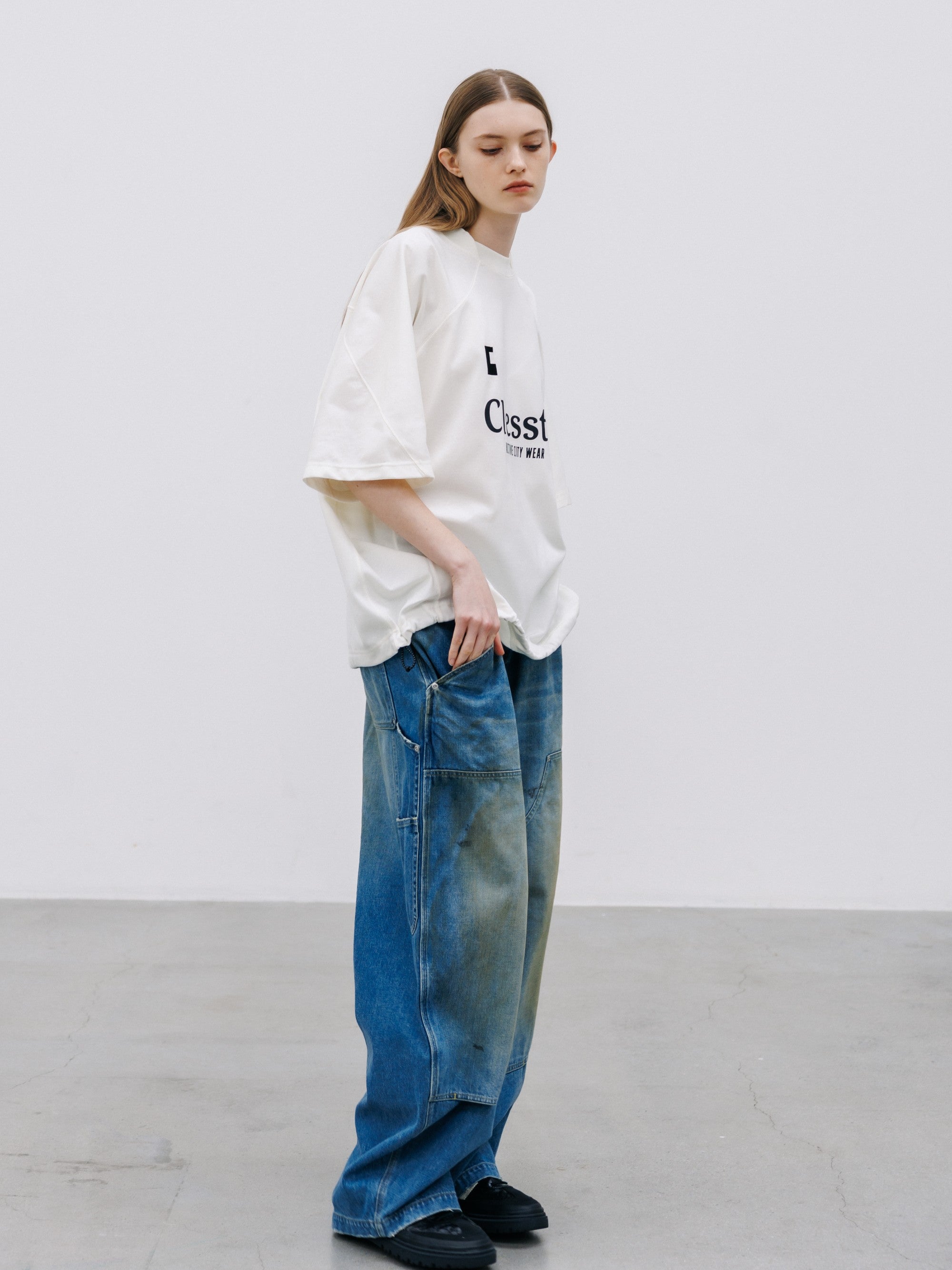 【8.29 SAT 20:00- IN STOCK】EMBROIDERED GAME S/S T-SHIRT WITH DRAWSTRINGS (WHITE)