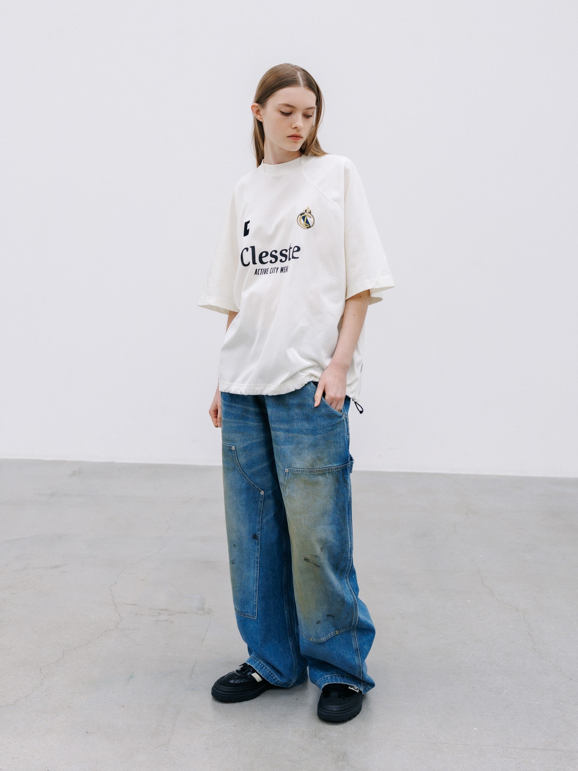 【8.29 SAT 20:00- IN STOCK】EMBROIDERED GAME S/S T-SHIRT WITH DRAWSTRINGS (WHITE)