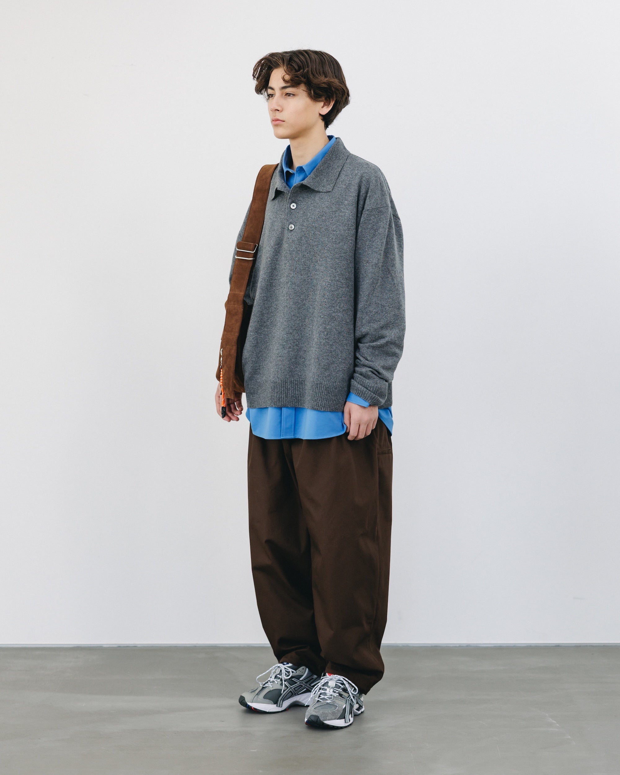 【12.27 SAT 20:00- IN STOCK】CASHMERE KNIT POLO SHIRT (GRAY)