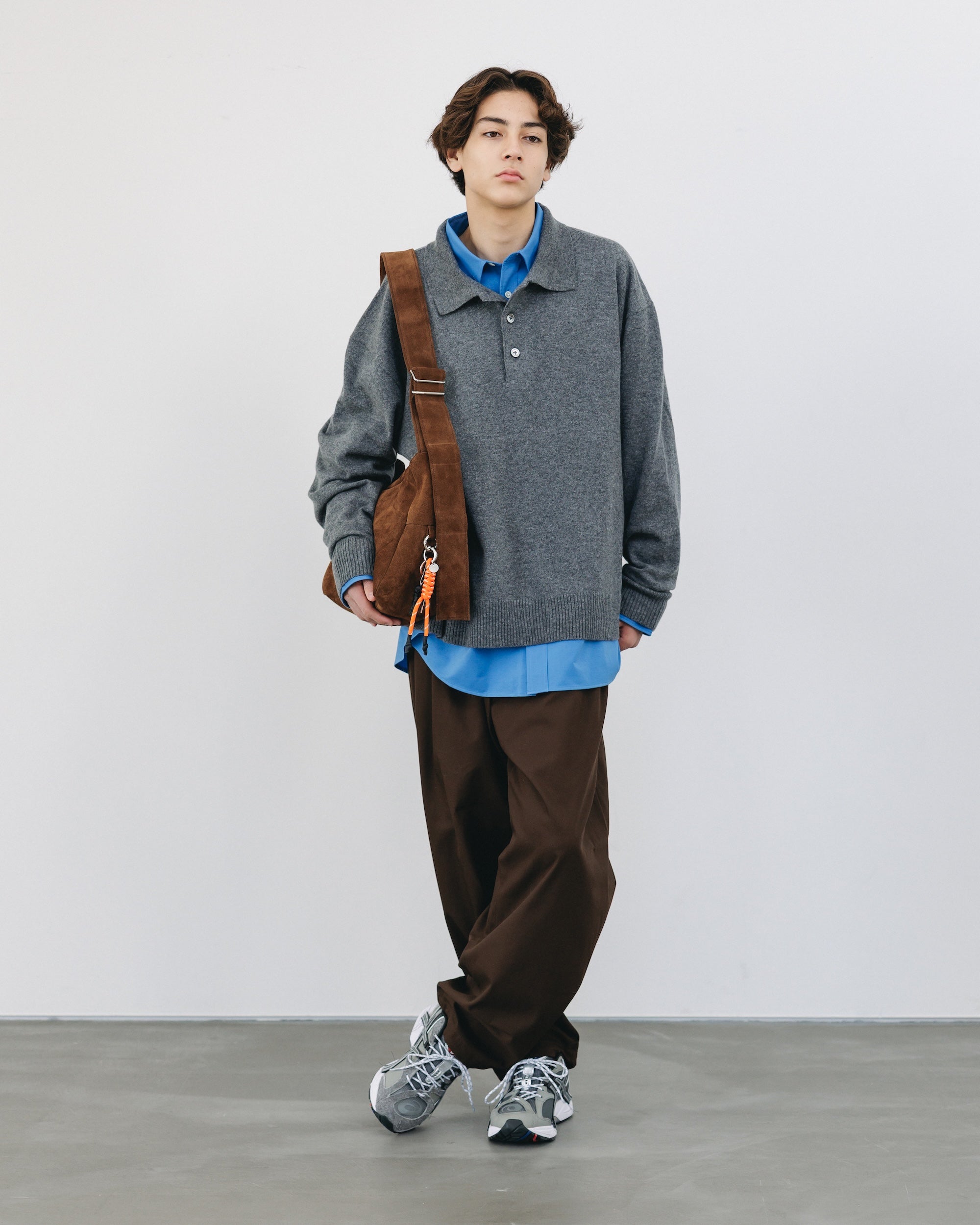 【12.27 SAT 20:00- IN STOCK】CASHMERE KNIT POLO SHIRT (GRAY)