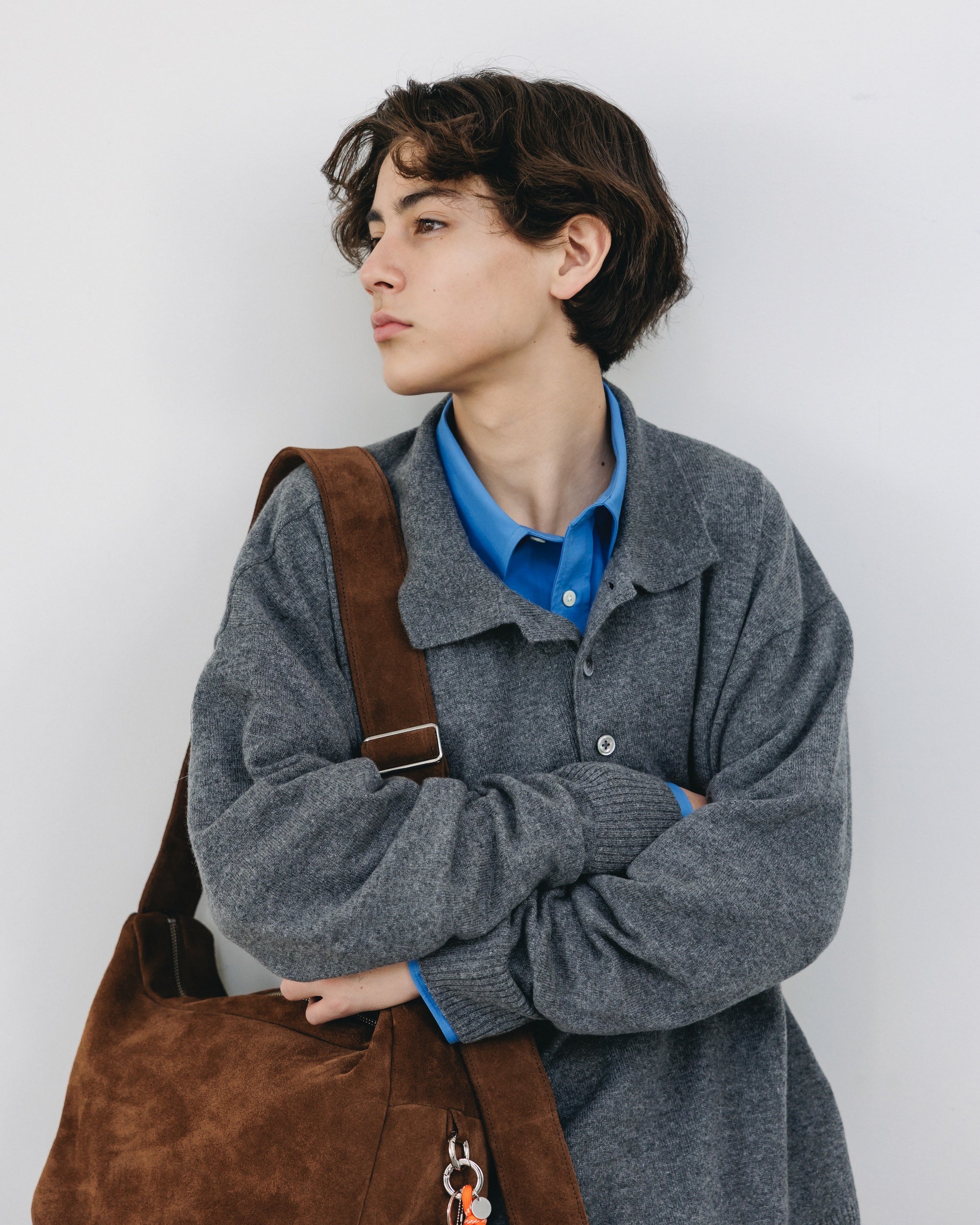 【12.27 SAT 20:00- IN STOCK】CASHMERE KNIT POLO SHIRT (GRAY)