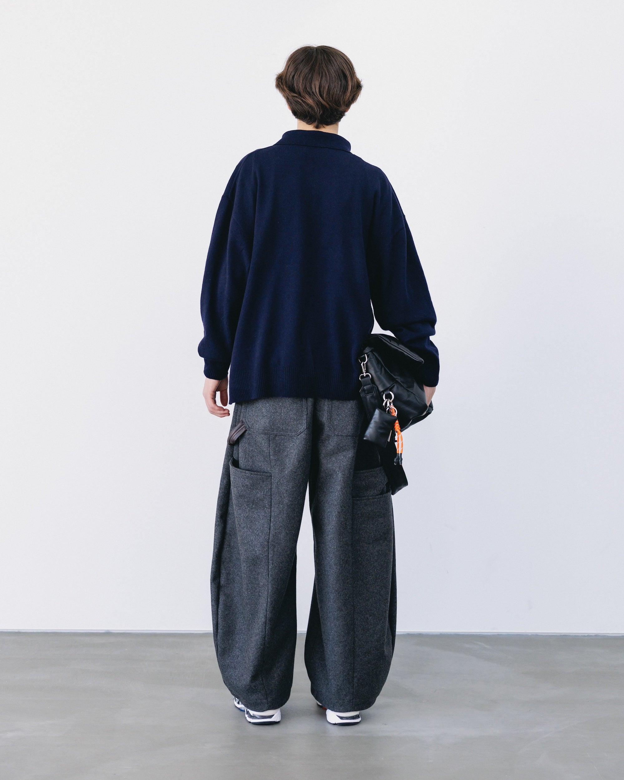 【12.27 SAT 20:00- IN STOCK】CASHMERE KNIT POLO SHIRT (NAVY)