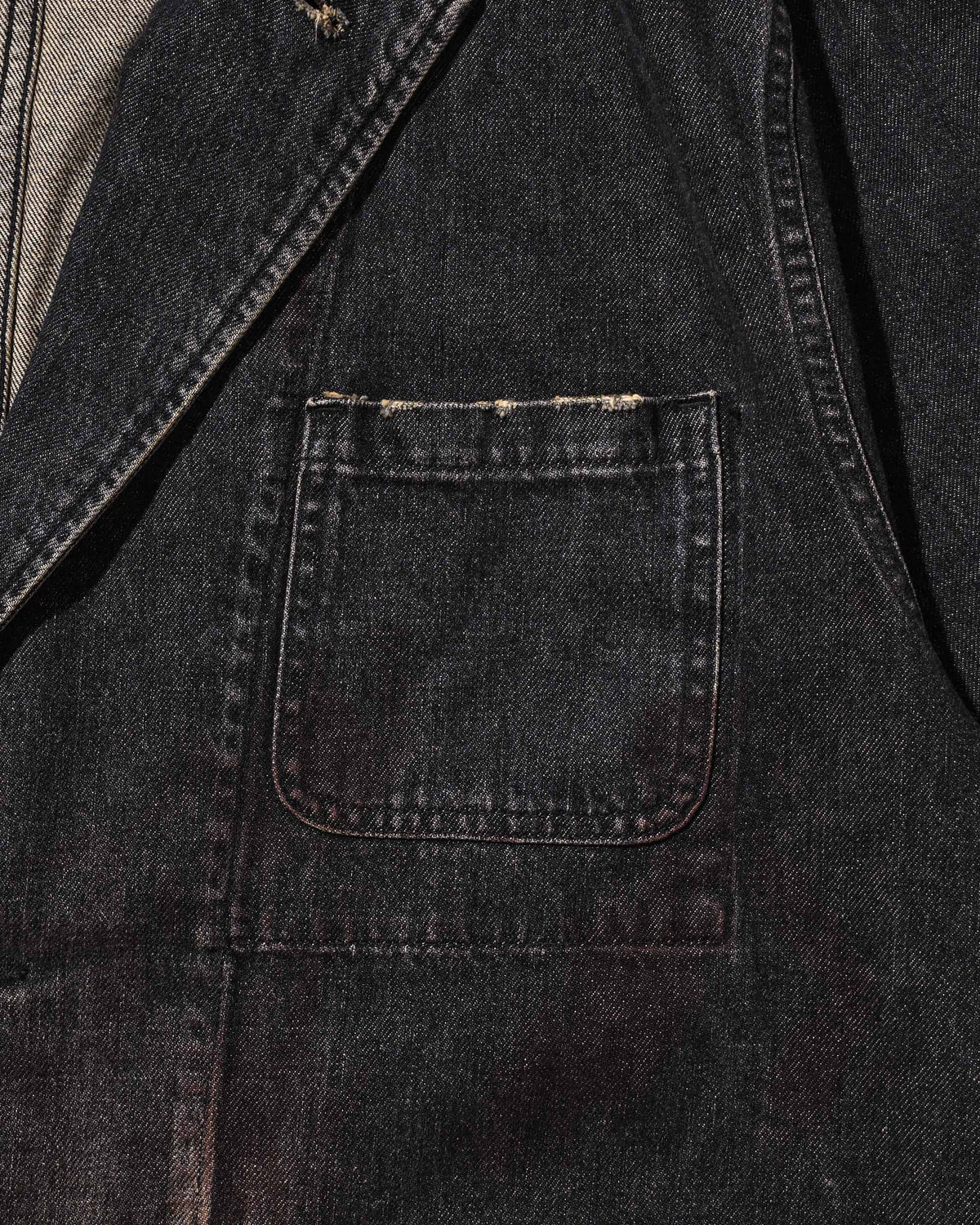 【9.19 SAT 20:00- IN STOCK】VINTAGE DYED SELVEDGE DENIM CITY WORKER TAILORED JACKET (VINTAGE BLACK)