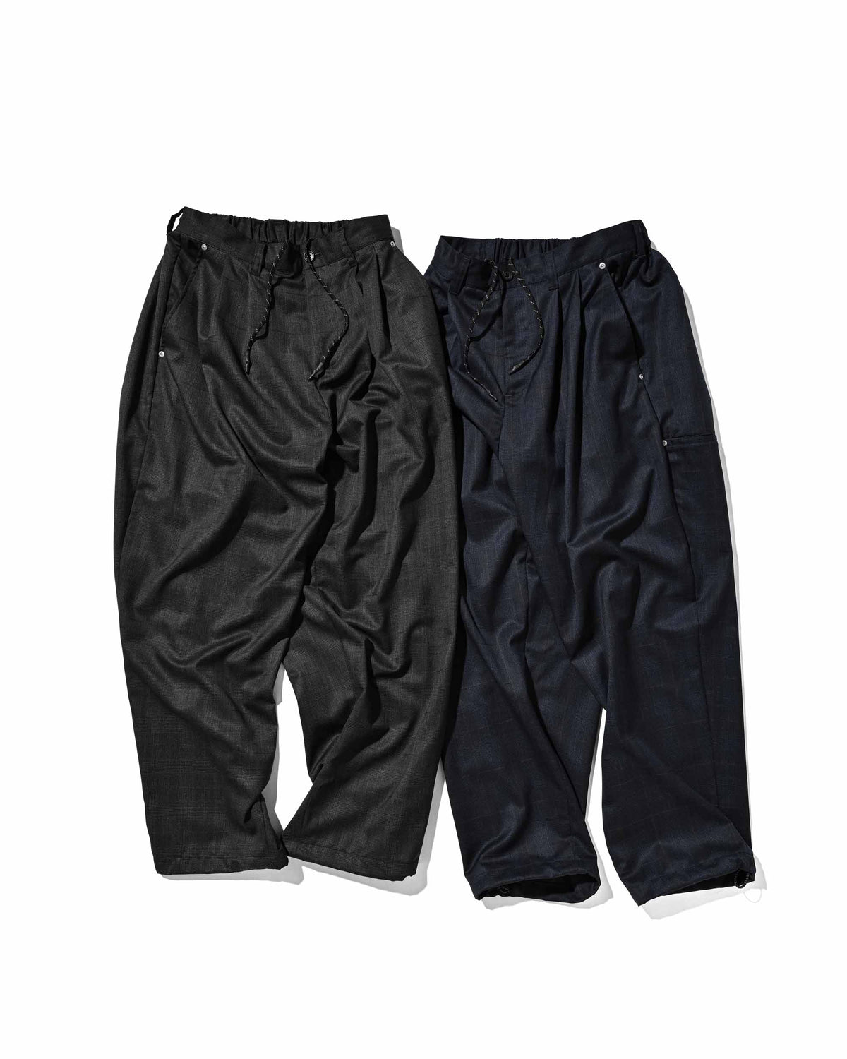 【9.30 WED 20:00- IN STOCK】WOOL GLEN PLAID CITY UNIFORM WIDE TAPERED PANTS (NAVY)