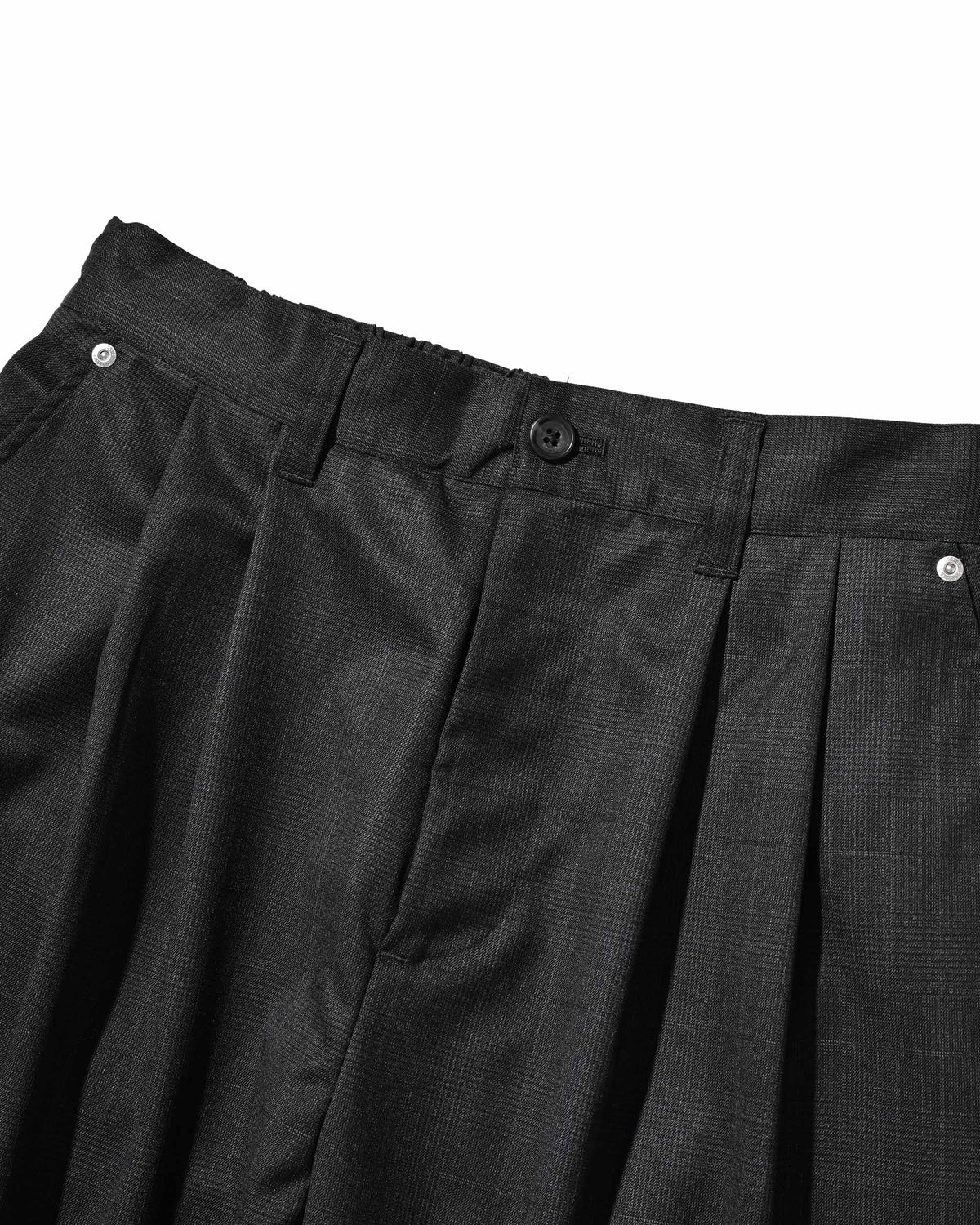 【9.30 WED 20:00- IN STOCK】WOOL GLEN PLAID CITY UNIFORM WIDE TAPERED PANTS (GRAY)