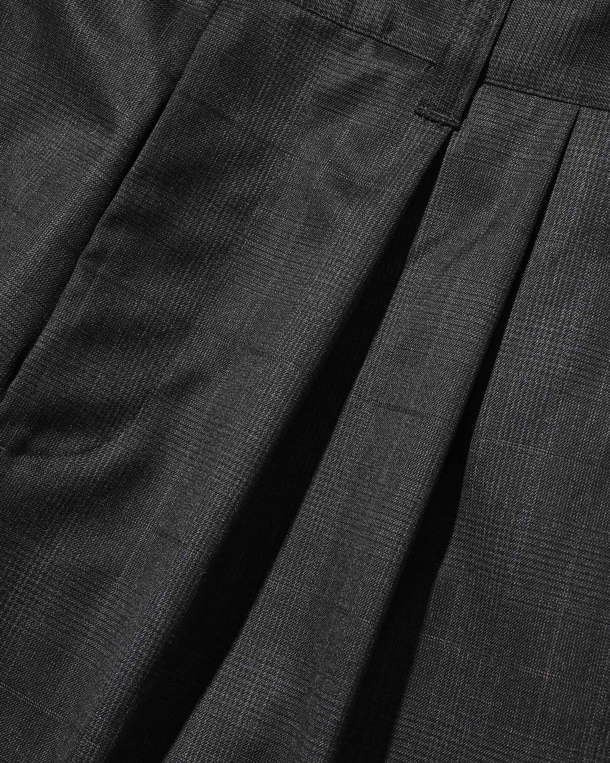 【9.30 WED 20:00- IN STOCK】WOOL GLEN PLAID CITY UNIFORM WIDE TAPERED PANTS (GRAY)