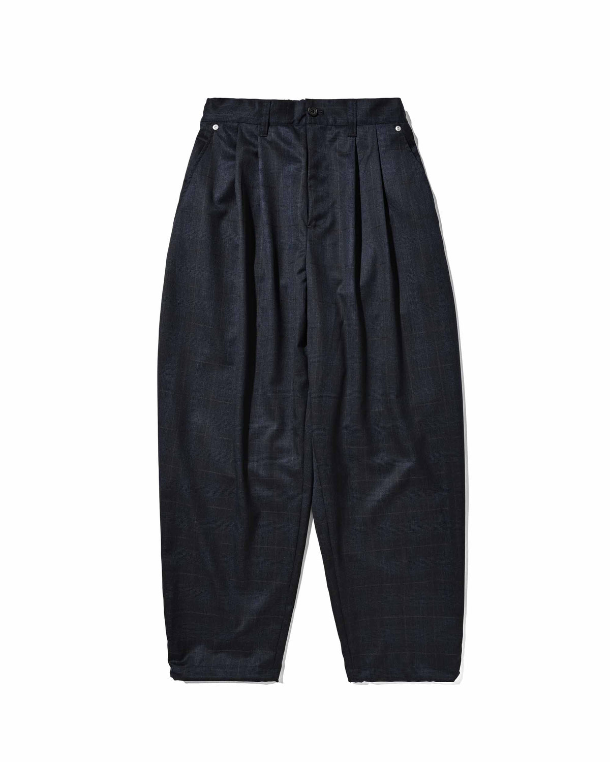 【9.30 WED 20:00- IN STOCK】WOOL GLEN PLAID CITY UNIFORM WIDE TAPERED PANTS (NAVY)
