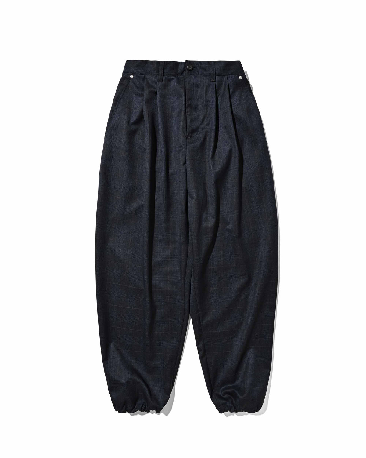【9.30 WED 20:00- IN STOCK】WOOL GLEN PLAID CITY UNIFORM WIDE TAPERED PANTS (NAVY)