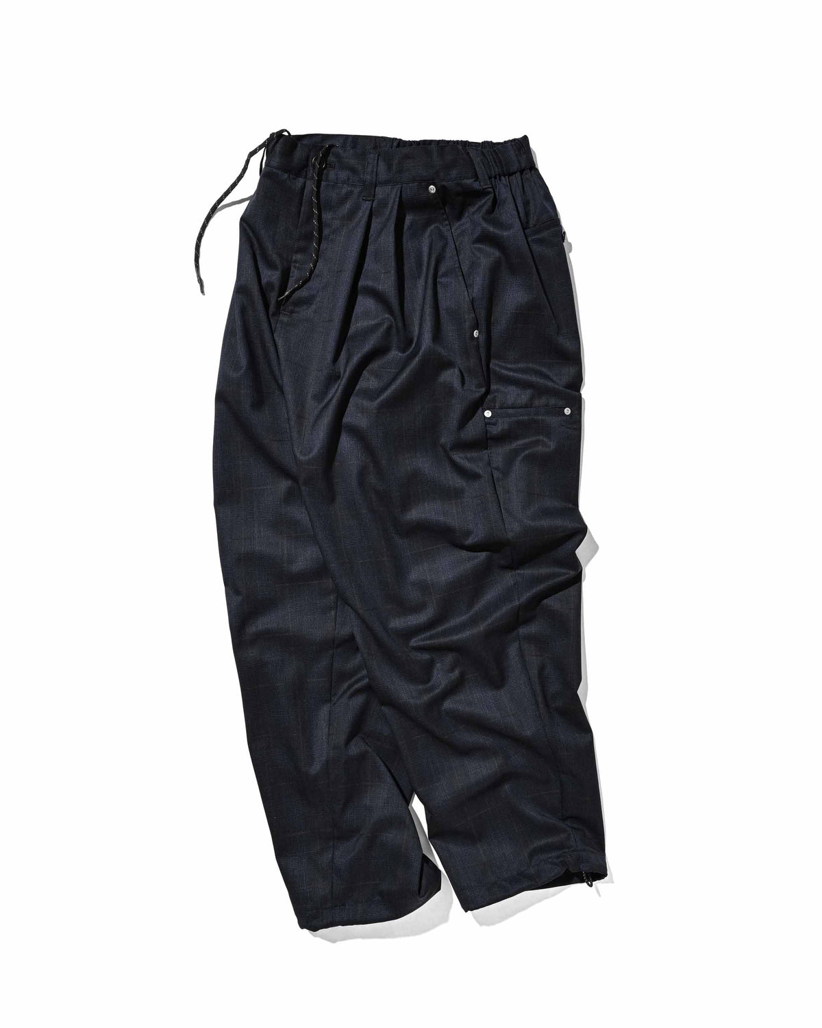 【9.30 WED 20:00- IN STOCK】WOOL GLEN PLAID CITY UNIFORM WIDE TAPERED PANTS (NAVY)