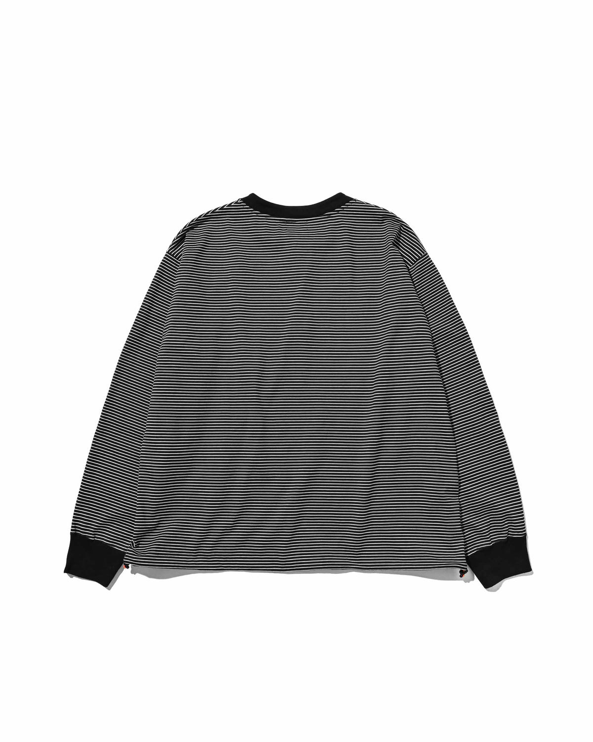 【10.4 SUN 20:00- IN STOCK】【LIMITED】 “C×YES GOOD MARKET" STRIPED HENLEY NECK L/S T-SHIRT WITH DRAWSTRINGS (BLACK)