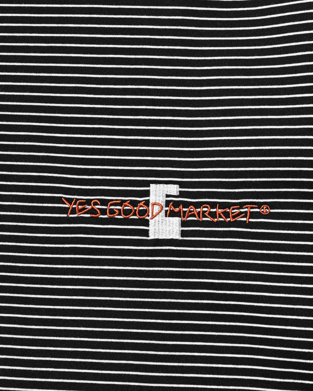 【10.4 SUN 20:00- IN STOCK】【LIMITED】 “C×YES GOOD MARKET" STRIPED HENLEY NECK L/S T-SHIRT WITH DRAWSTRINGS (BLACK)