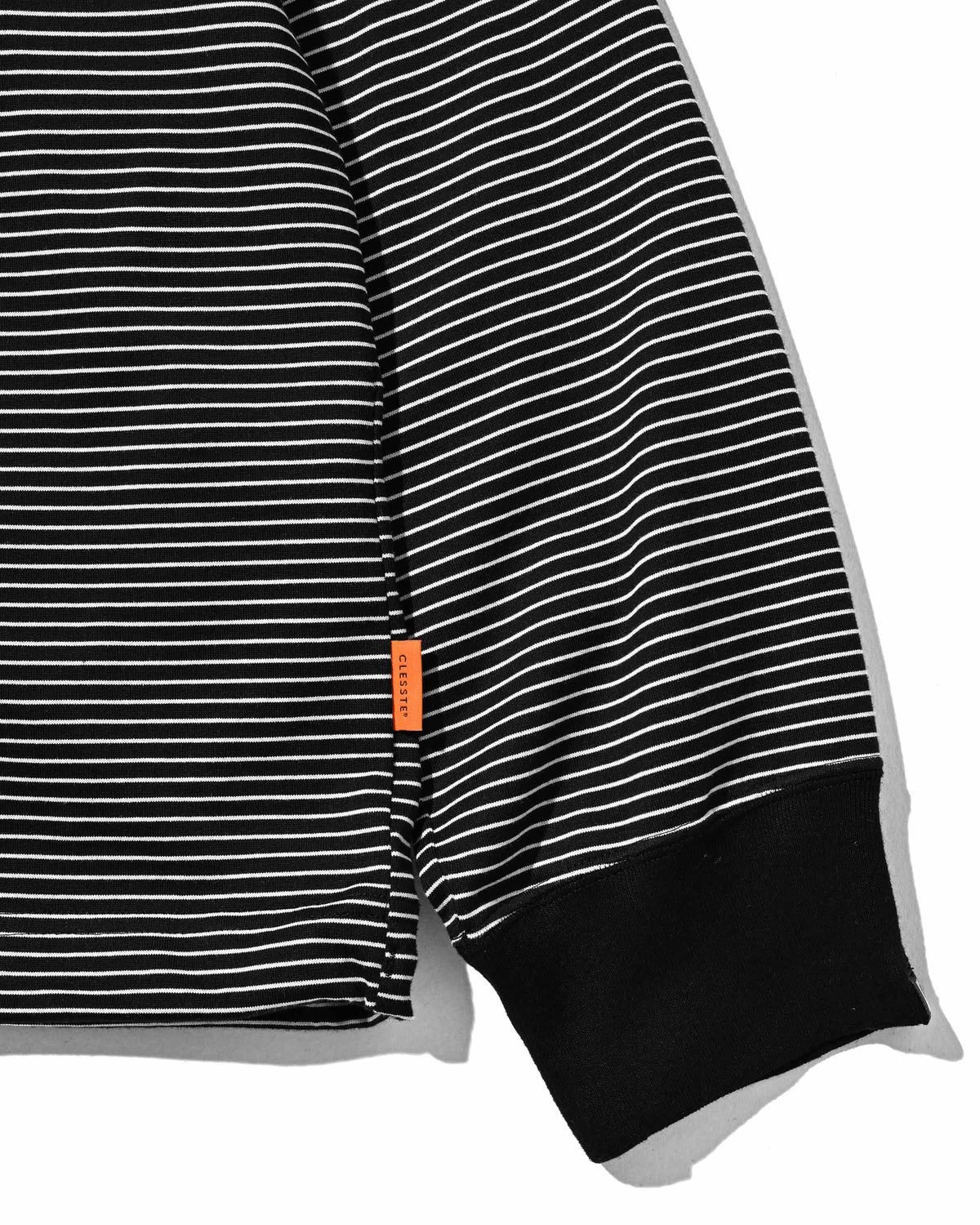 【10.4 SUN 20:00- IN STOCK】【LIMITED】 “C×YES GOOD MARKET" STRIPED HENLEY NECK L/S T-SHIRT WITH DRAWSTRINGS (BLACK)