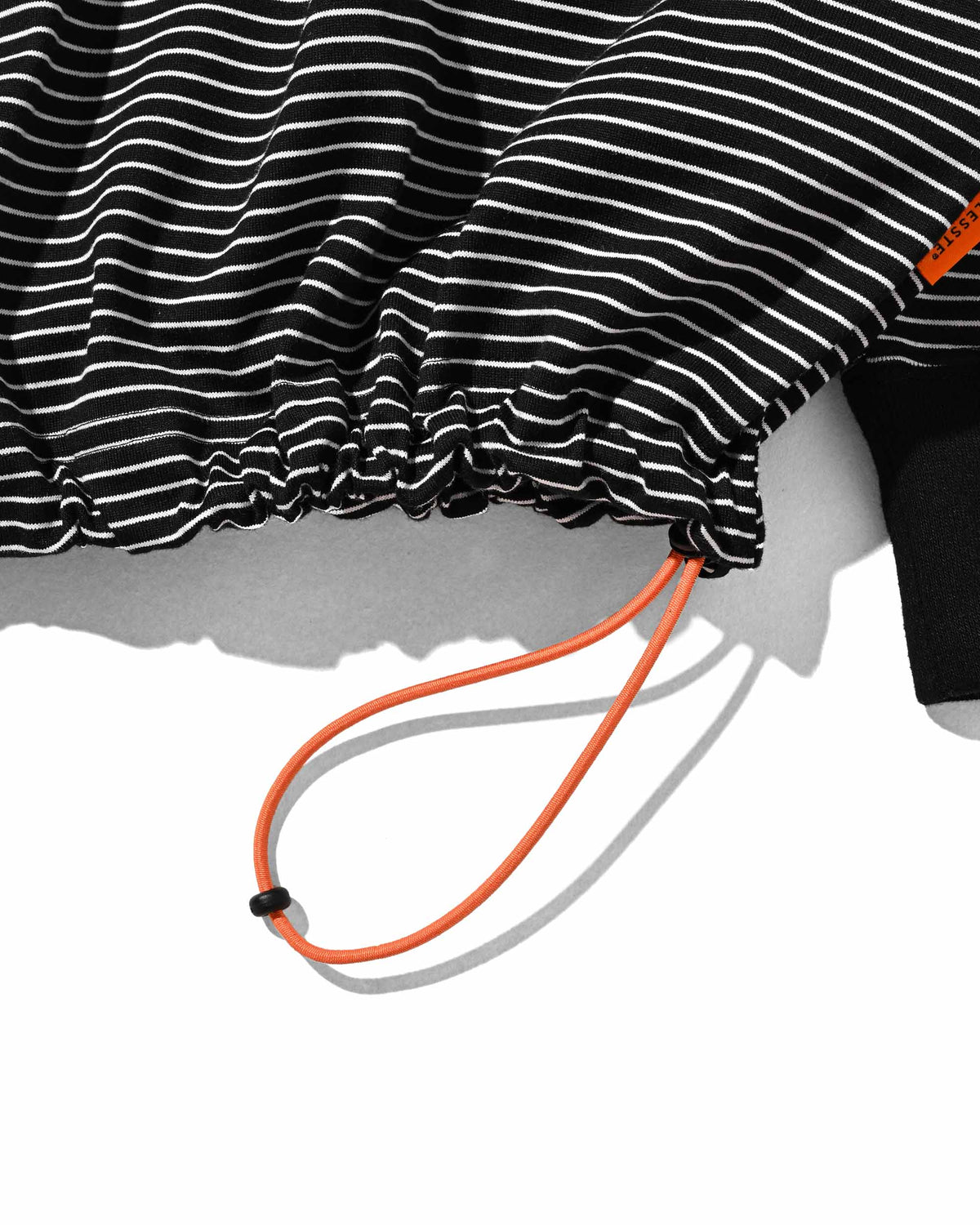 【10.4 SUN 20:00- IN STOCK】【LIMITED】 “C×YES GOOD MARKET" STRIPED HENLEY NECK L/S T-SHIRT WITH DRAWSTRINGS (BLACK)