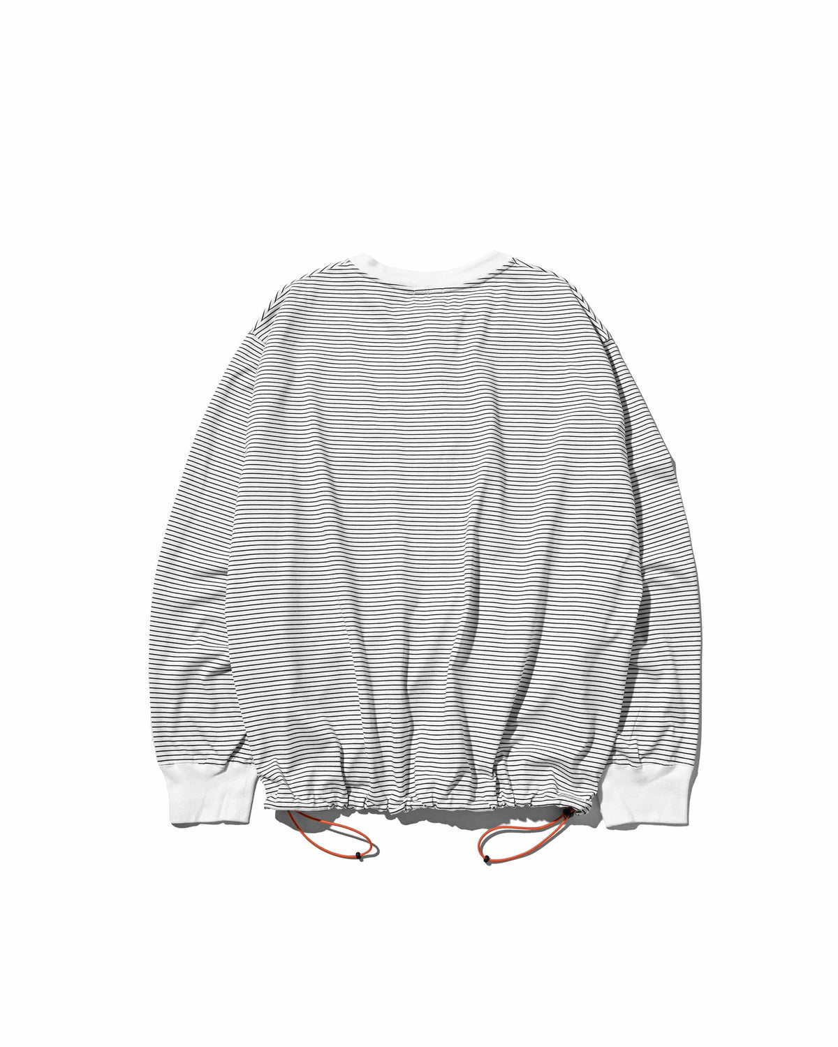 【10.4 SUN 20:00- IN STOCK】【LIMITED】 “C×YES GOOD MARKET" STRIPED HENLEY NECK L/S T-SHIRT WITH DRAWSTRINGS (WHITE)