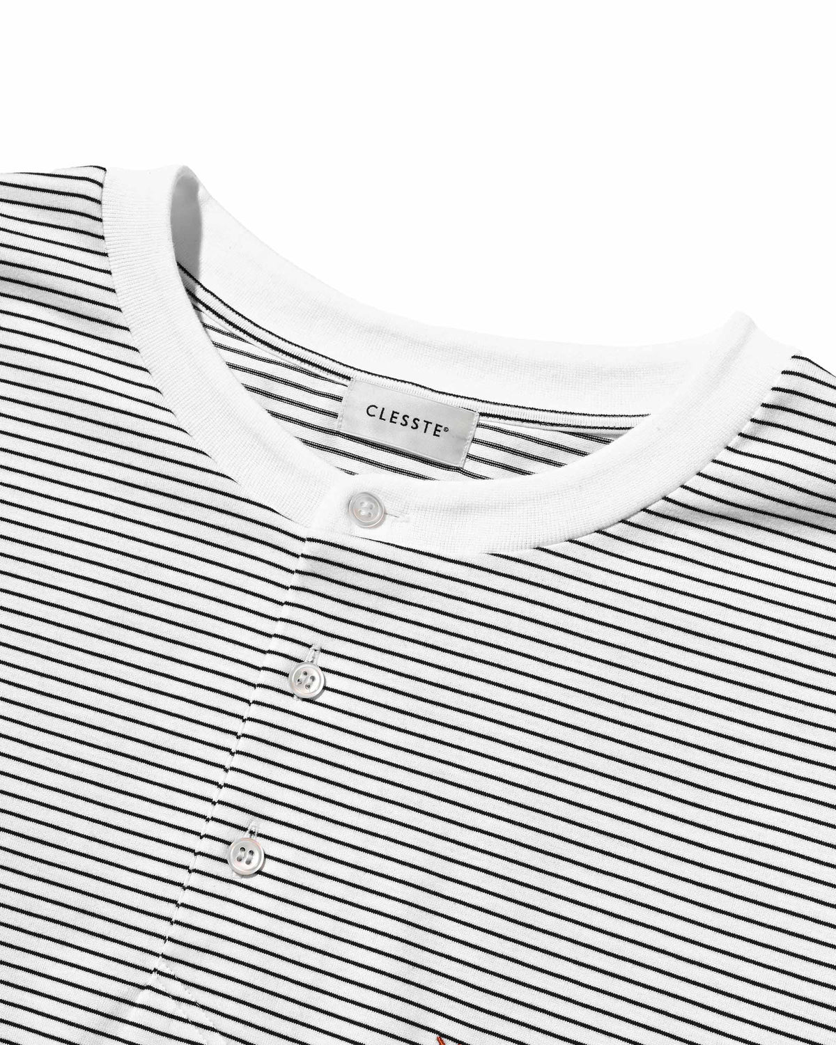 【10.4 SUN 20:00- IN STOCK】【LIMITED】 “C×YES GOOD MARKET" STRIPED HENLEY NECK L/S T-SHIRT WITH DRAWSTRINGS (WHITE)