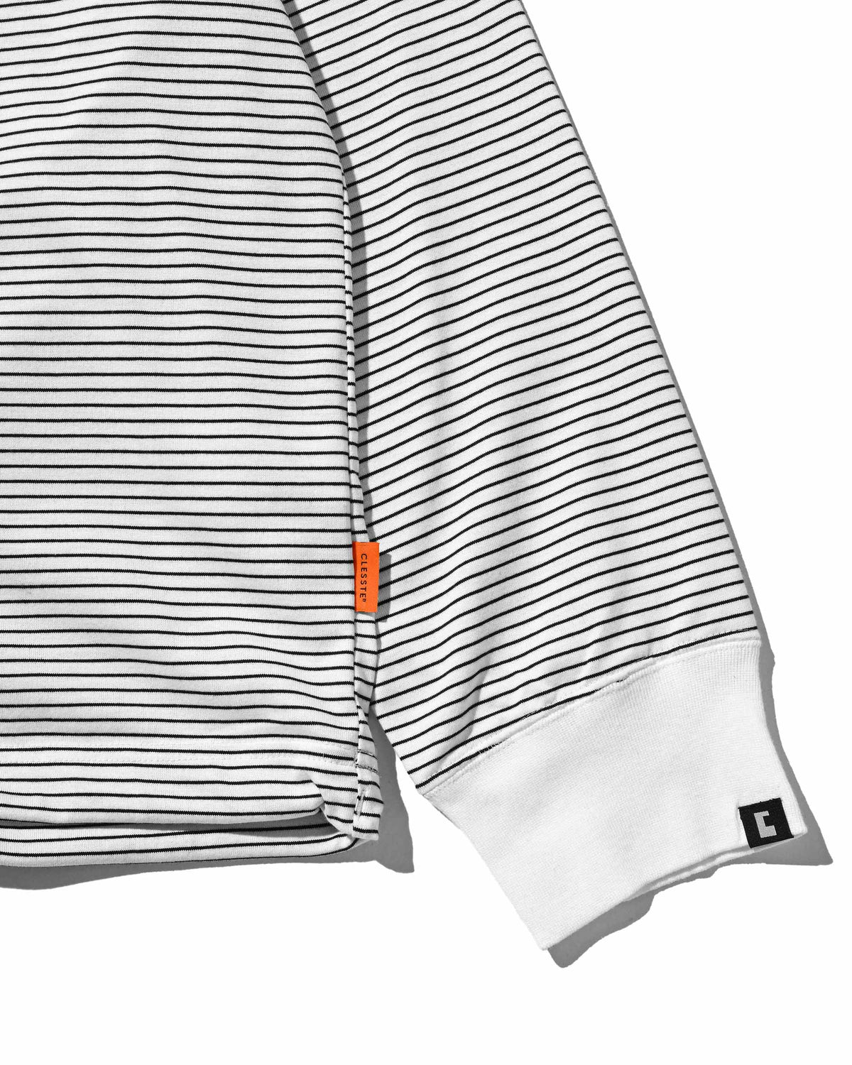 【10.4 SUN 20:00- IN STOCK】【LIMITED】 “C×YES GOOD MARKET" STRIPED HENLEY NECK L/S T-SHIRT WITH DRAWSTRINGS (WHITE)