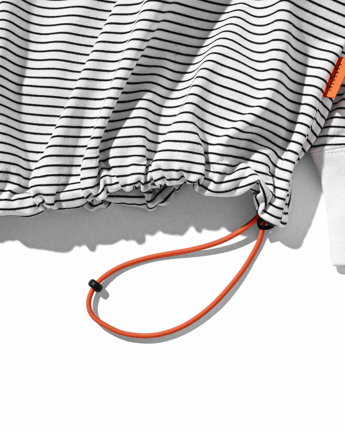 【10.4 SUN 20:00- IN STOCK】【LIMITED】 “C×YES GOOD MARKET" STRIPED HENLEY NECK L/S T-SHIRT WITH DRAWSTRINGS (WHITE)