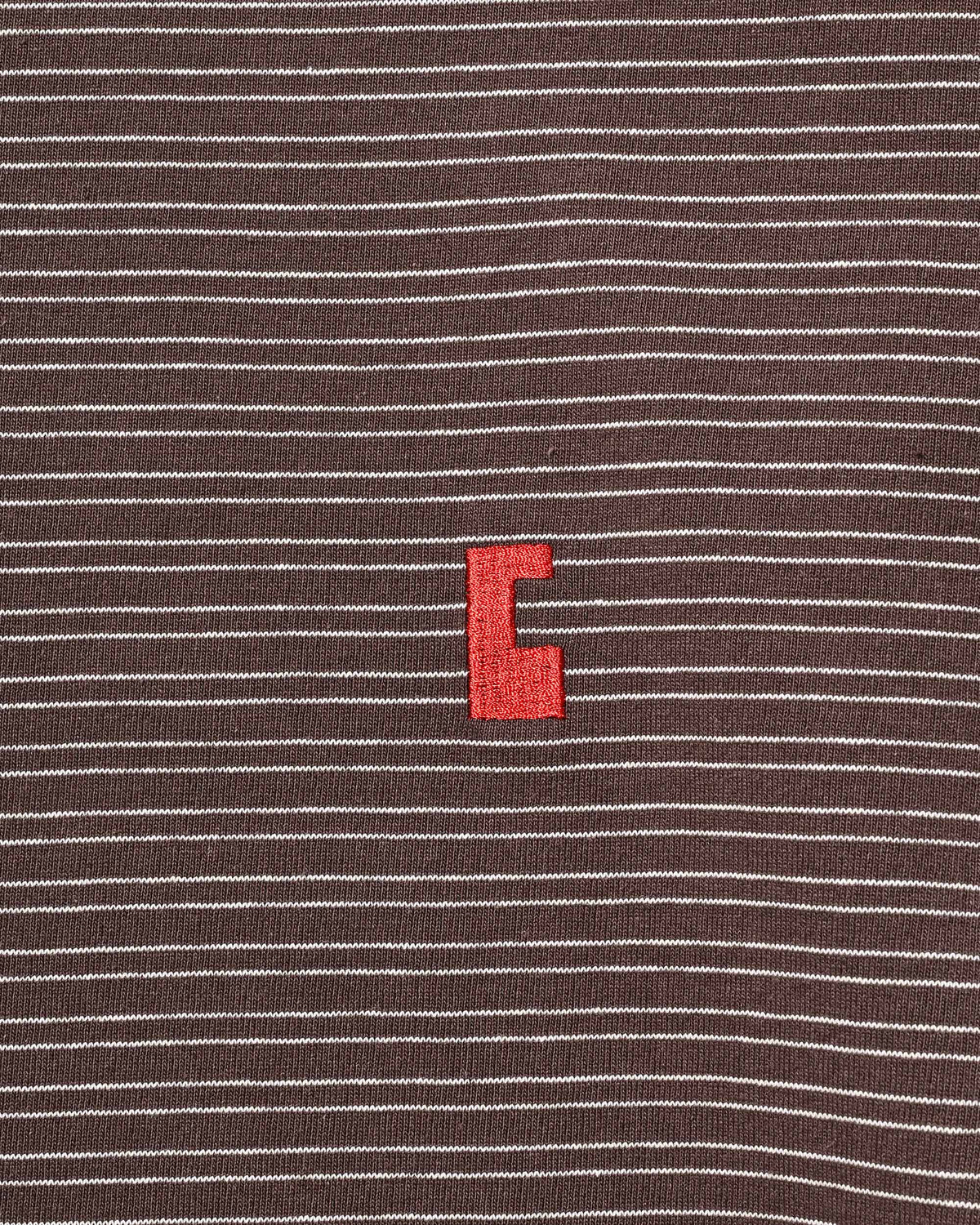【10.4 SUN 20:00- IN STOCK】【LIMITED】 “YES G♡♡D MARKET" MICRO STRIPED L/S T-SHIRT WITH DRAWSTRINGS (BROWN)