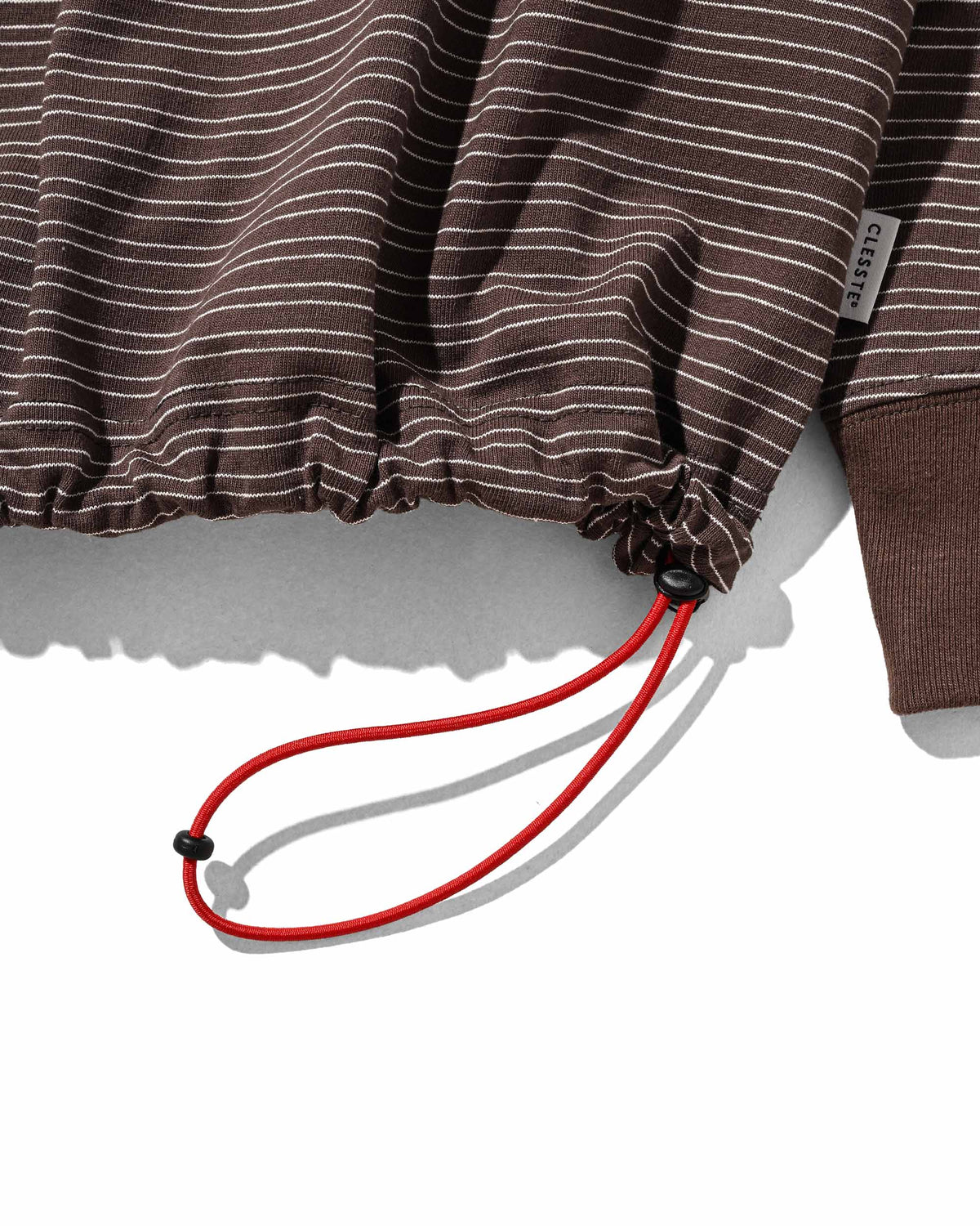 【10.4 SUN 20:00- IN STOCK】【LIMITED】 “YES G♡♡D MARKET" MICRO STRIPED L/S T-SHIRT WITH DRAWSTRINGS (BROWN)