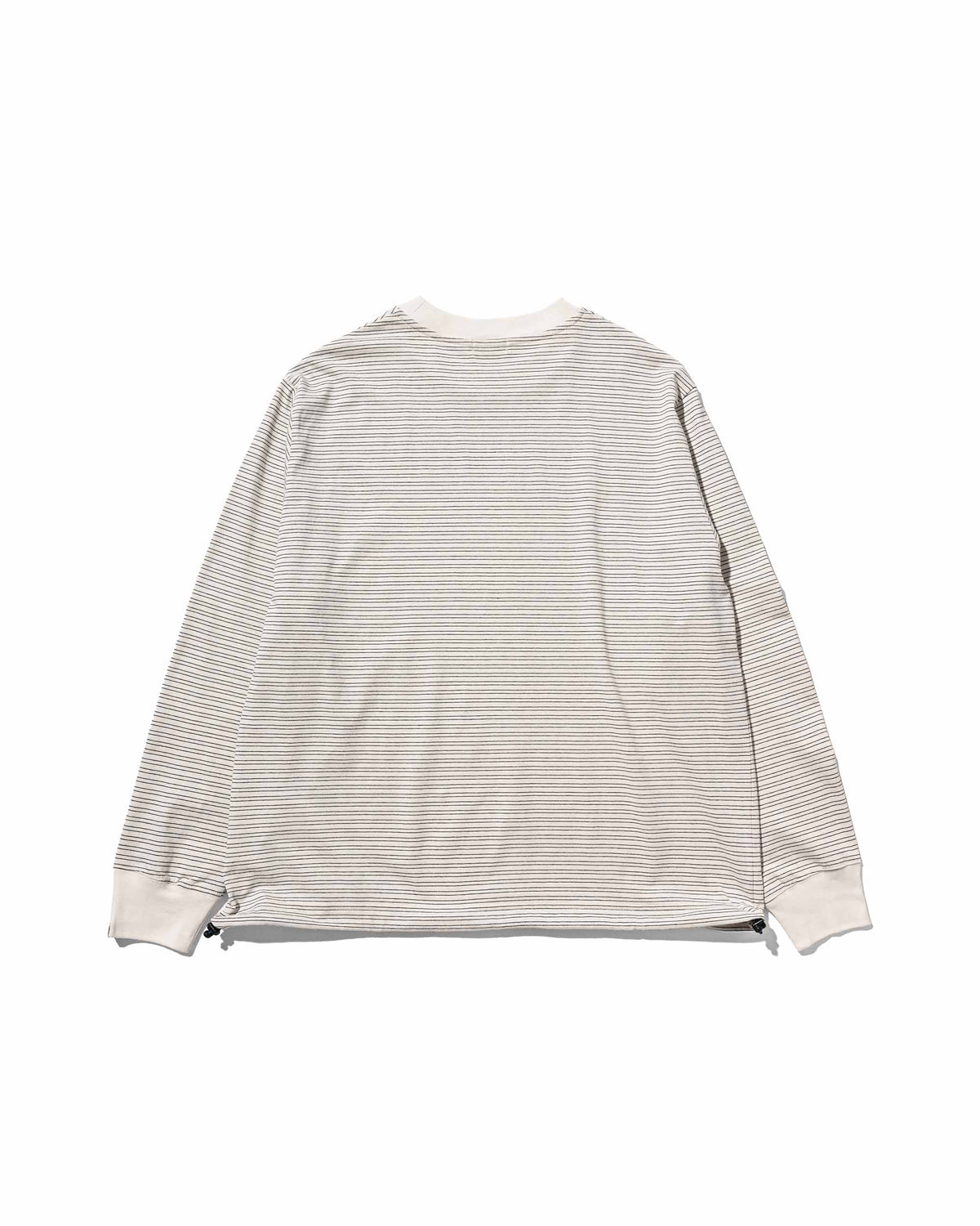 【10.4 SUN 20:00- IN STOCK】【LIMITED】 “YES G♡♡D MARKET" MICRO STRIPED L/S T-SHIRT WITH DRAWSTRINGS (IVORY)