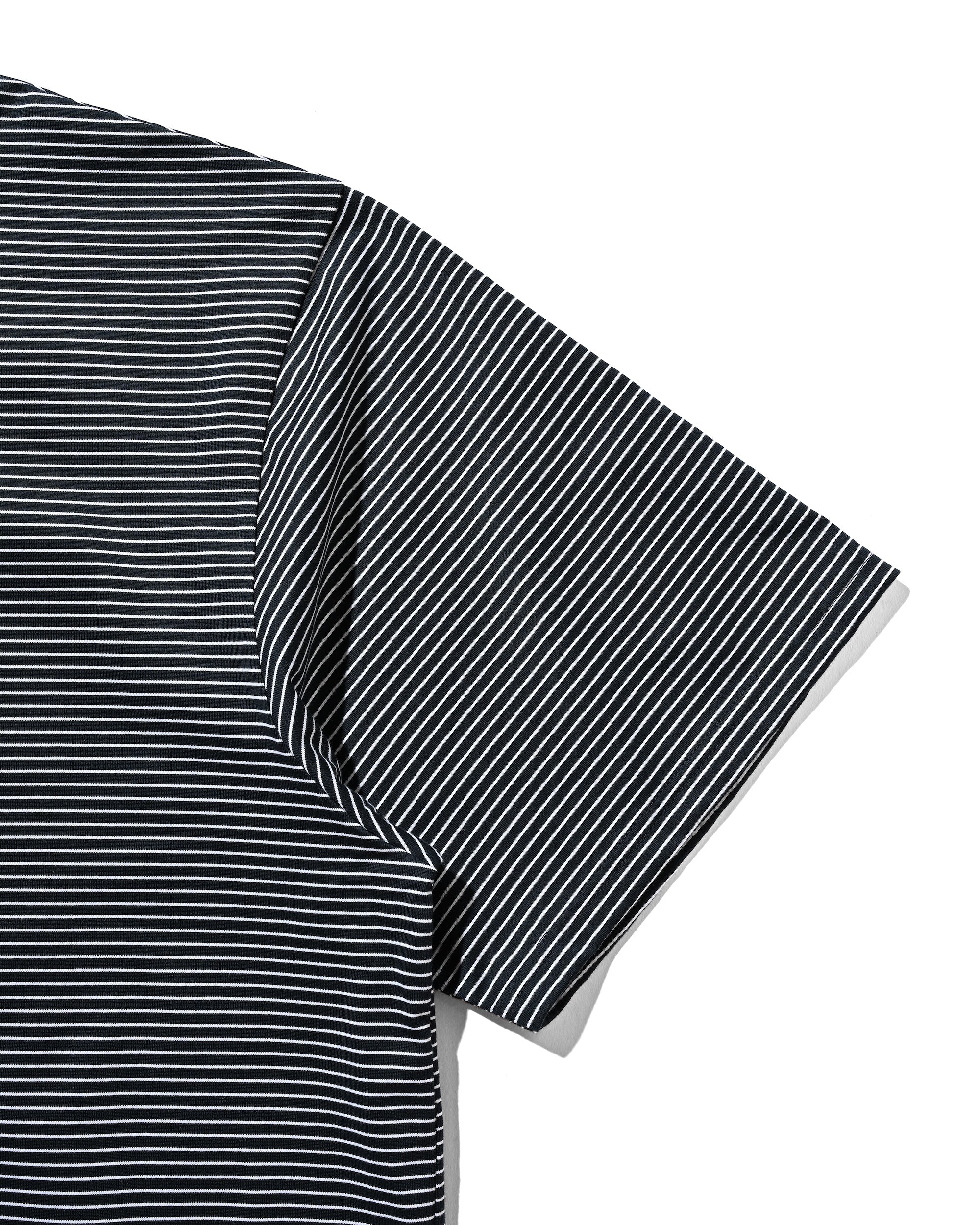 EMBROIDERY LOGO STRIPED S/S POLO WITH DRAWSTRINGS (NAVY×WHITE)