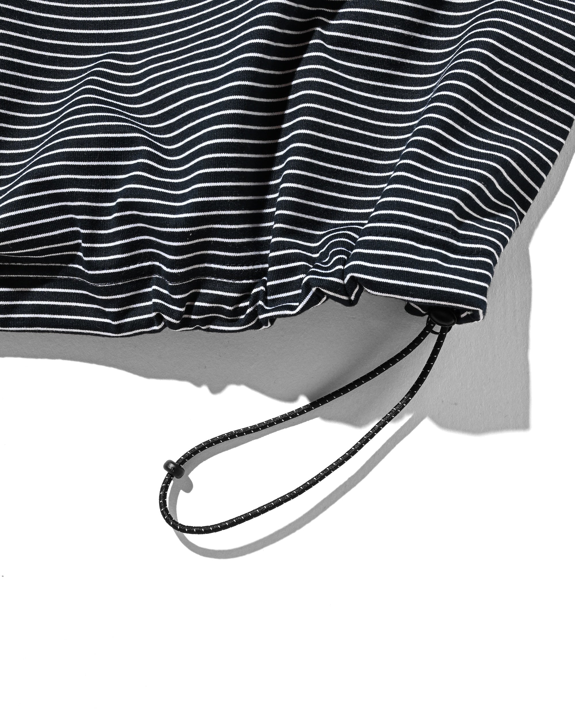 EMBROIDERY LOGO STRIPED S/S POLO WITH DRAWSTRINGS (NAVY×WHITE)