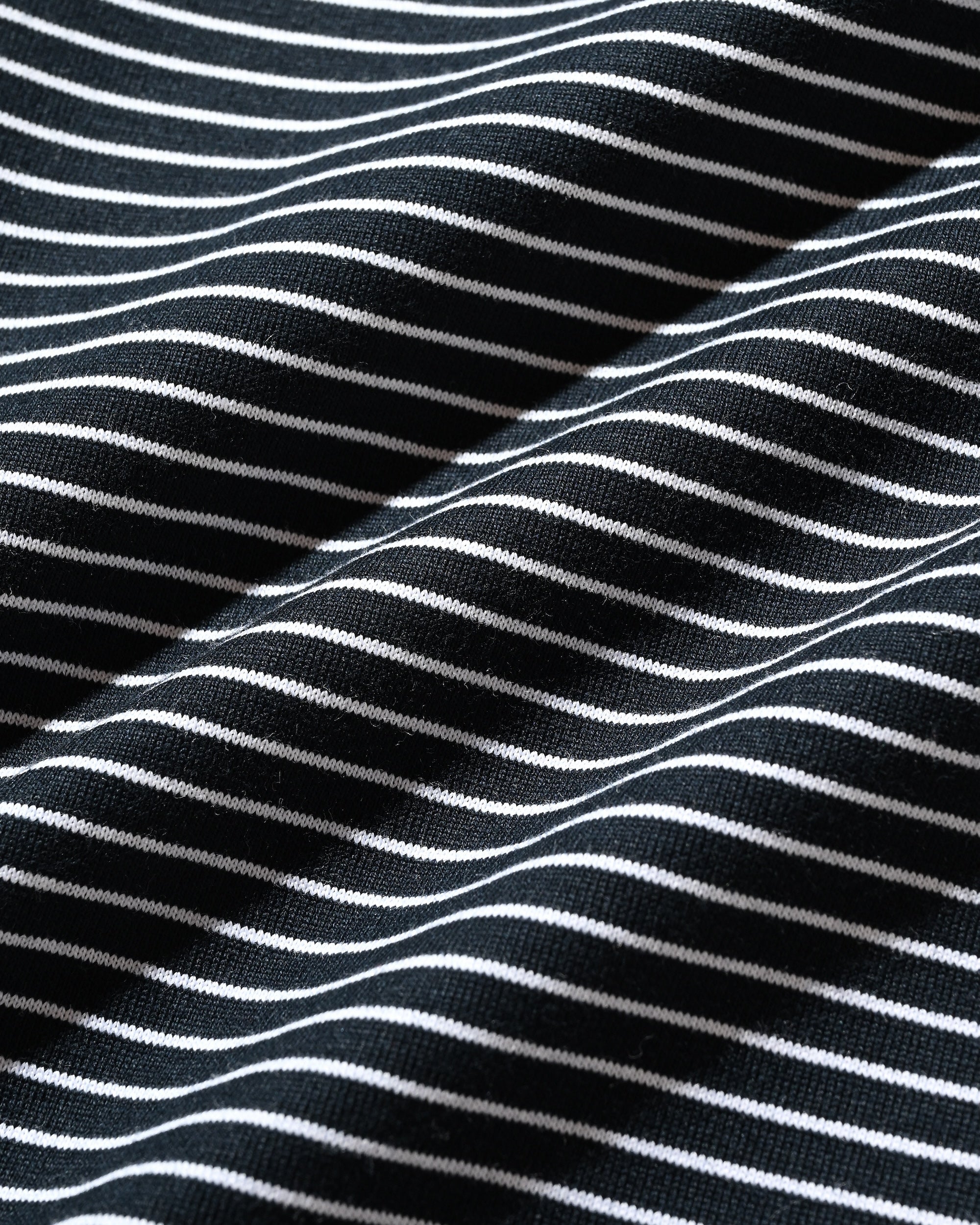EMBROIDERY LOGO STRIPED S/S POLO WITH DRAWSTRINGS (NAVY×WHITE)