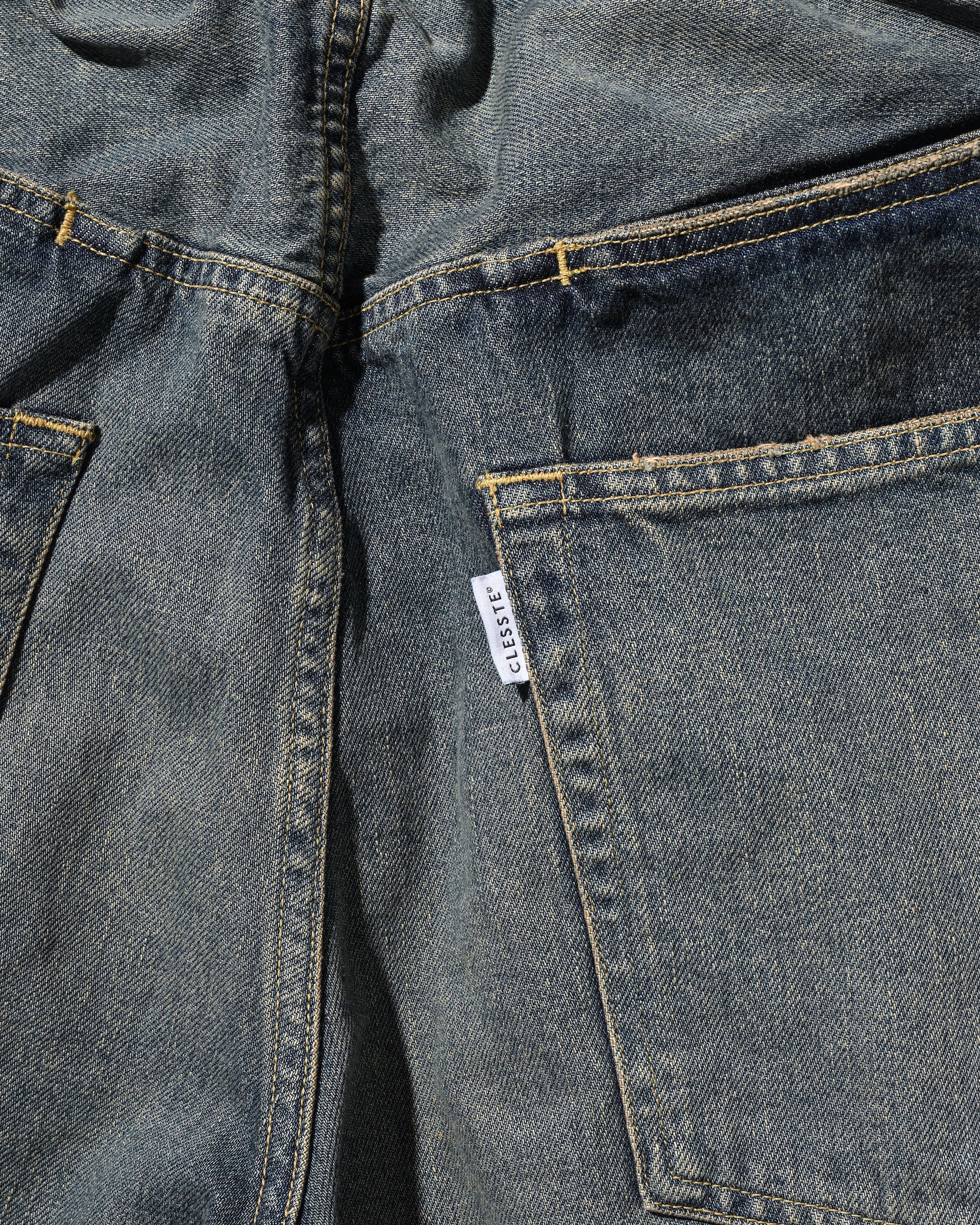 VINTAGE DYED SELVEDGE DENIM CITY BAGGY HALF PANTS (VINTAGE INDIGO)