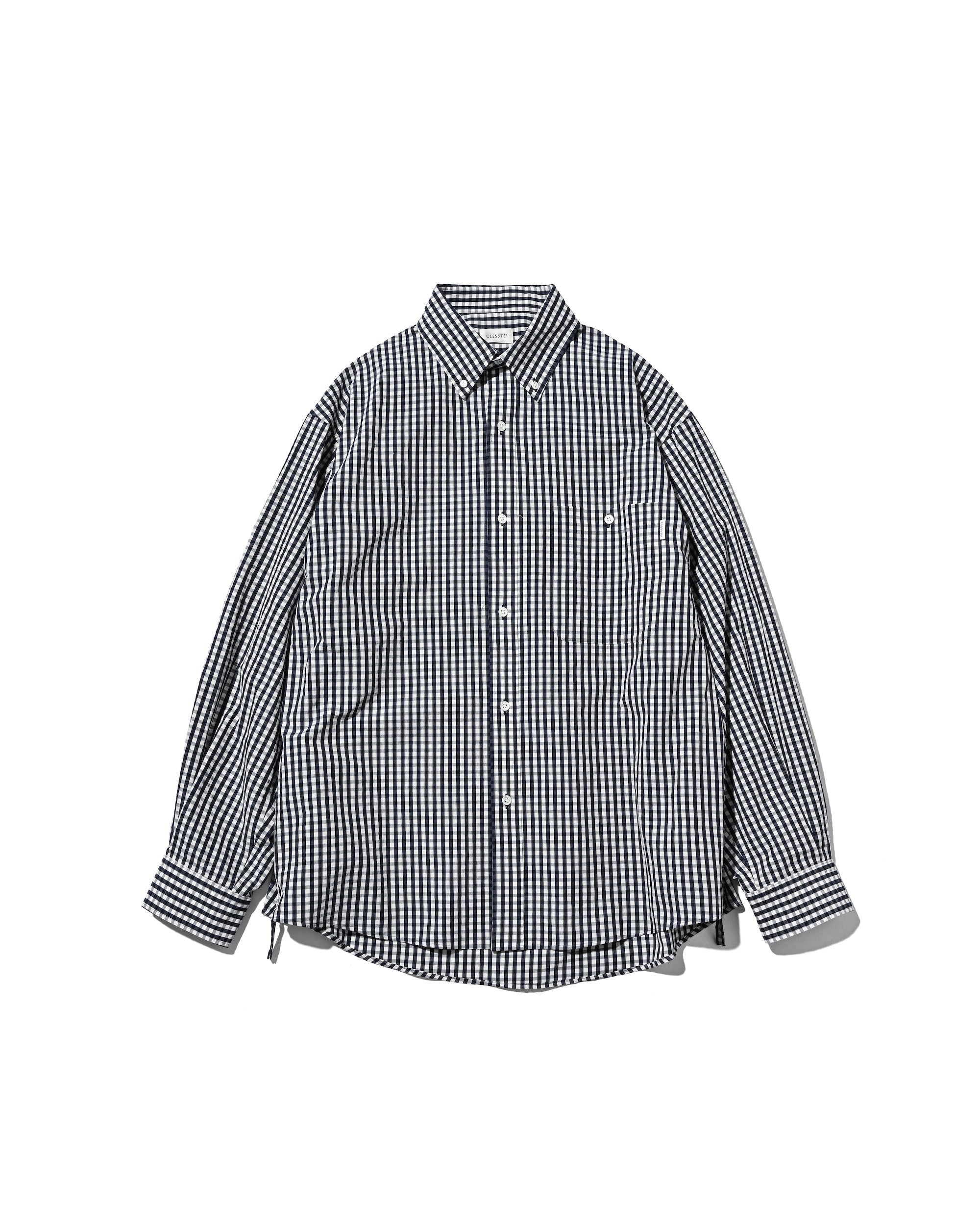【4.4 SAT 20:00- IN STOCK】GINGHAM CHECK VENTILATION L/S B.D.SHIRT  (NAVY×ECRU)