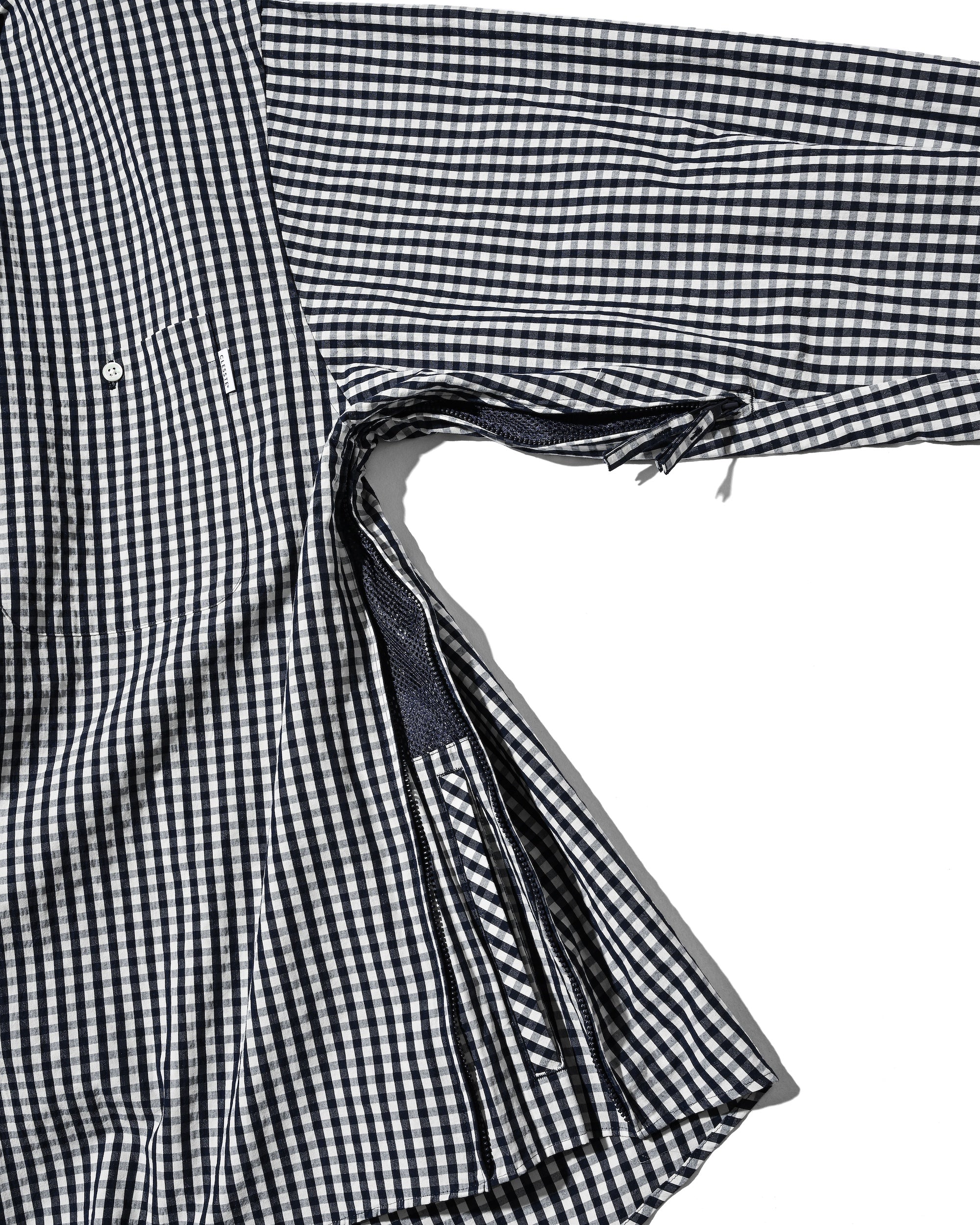 GINGHAM CHECK VENTILATION L/S B.D.SHIRT  (NAVY×ECRU)
