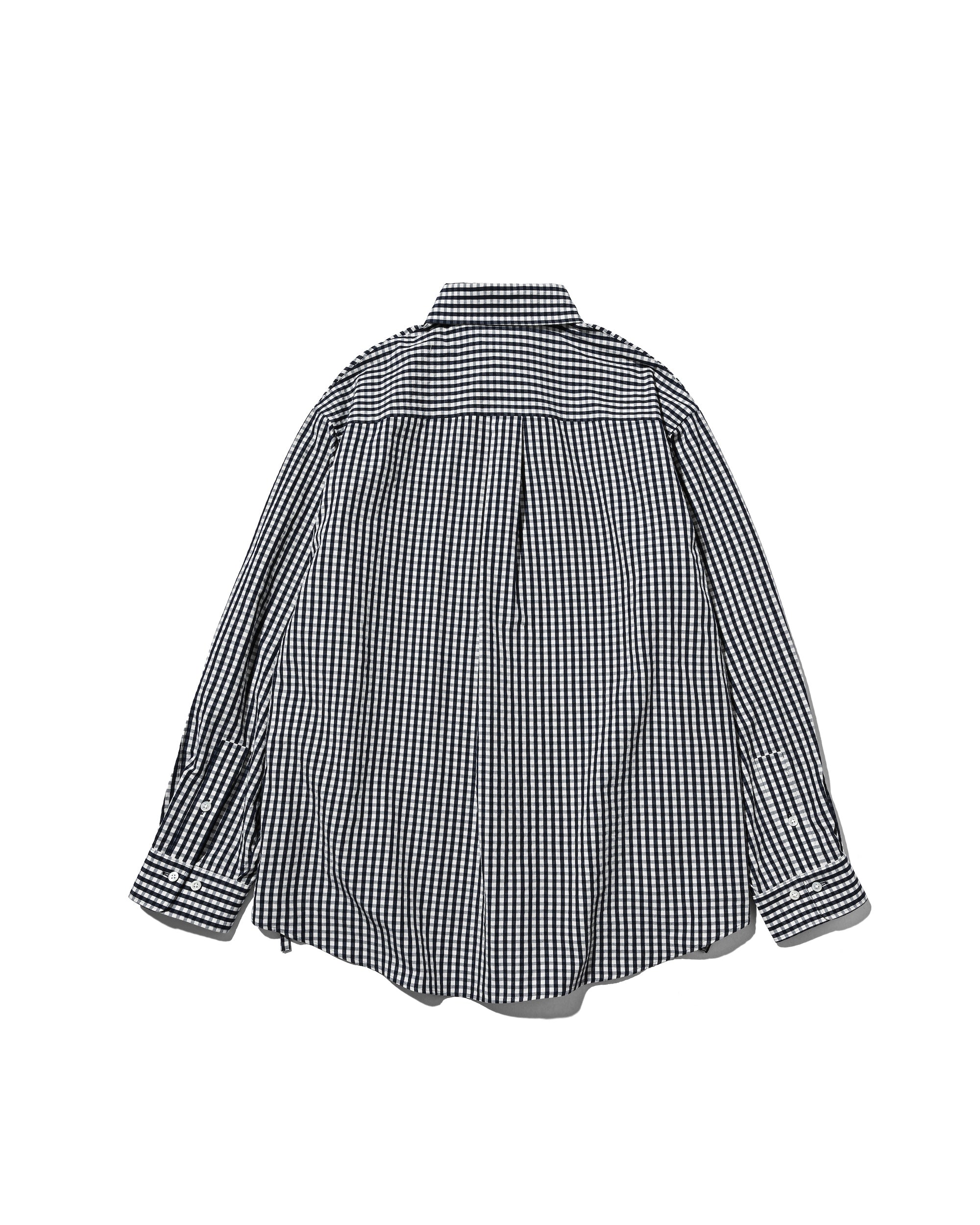 【4.4 SAT 20:00- IN STOCK】GINGHAM CHECK VENTILATION L/S B.D.SHIRT  (NAVY×ECRU)