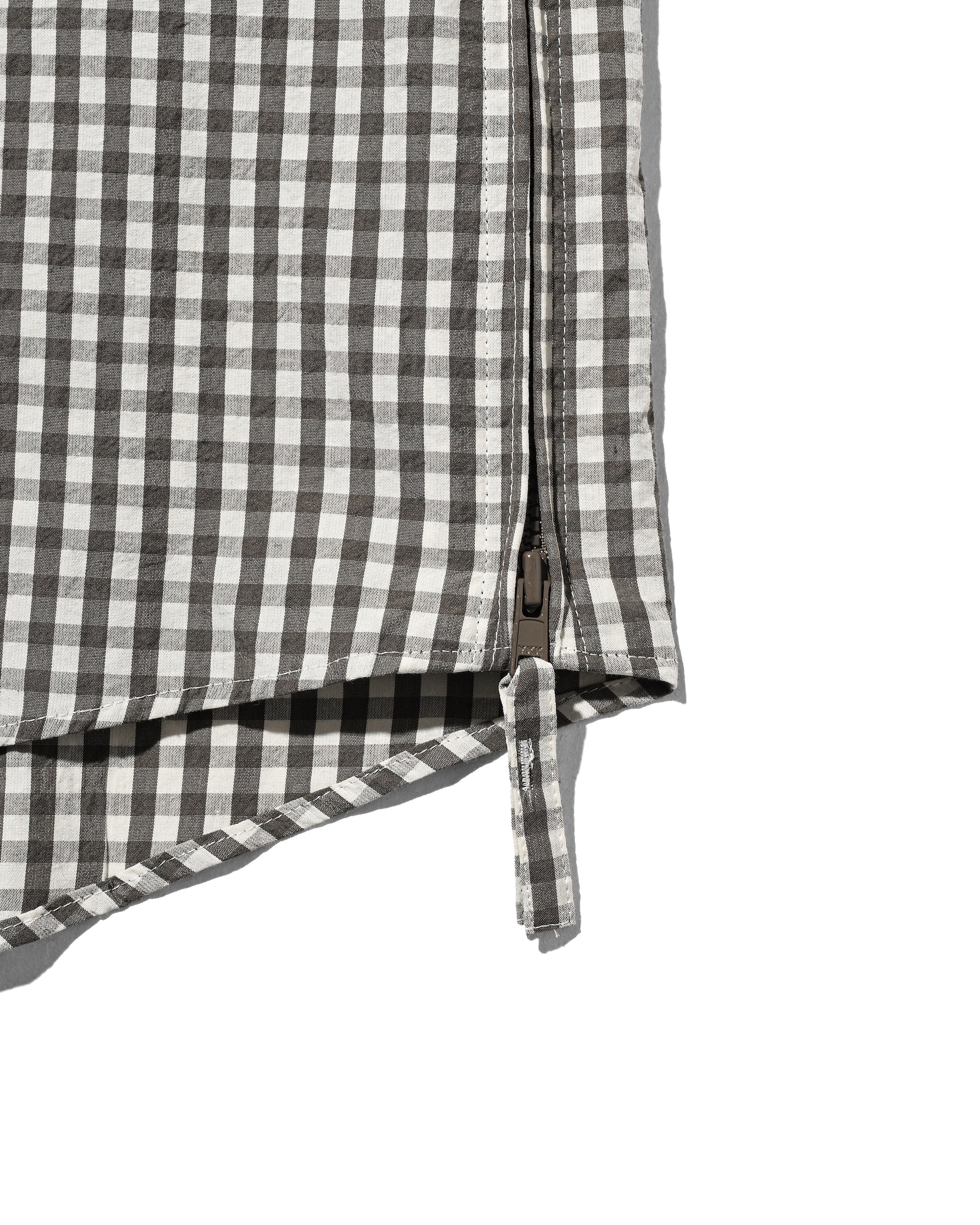 GINGHAM CHECK VENTILATION L/S B.D.SHIRT  (KHAKI×ECRU)