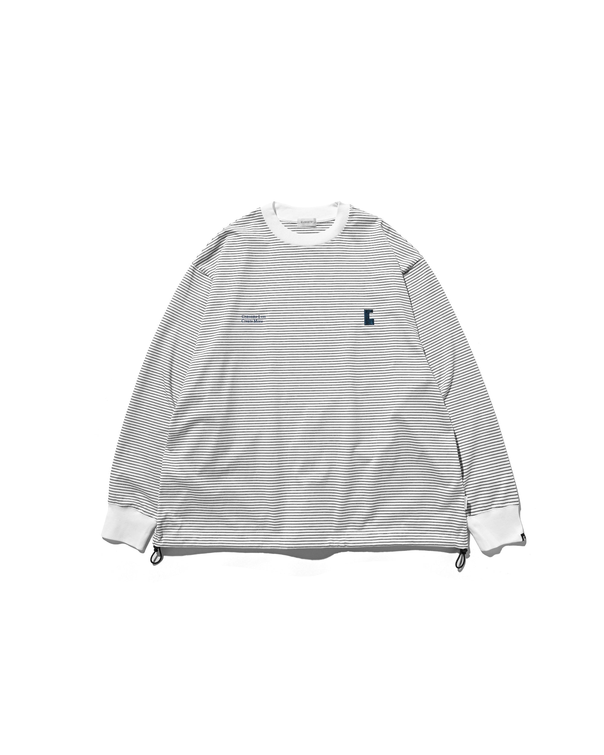 【2.28 SAT 20:00- IN STOCK】"C×CONCEPT" STRIPED L/S T-SHIRT WITH DRAWSTRINGS (WHITE×BLACK)