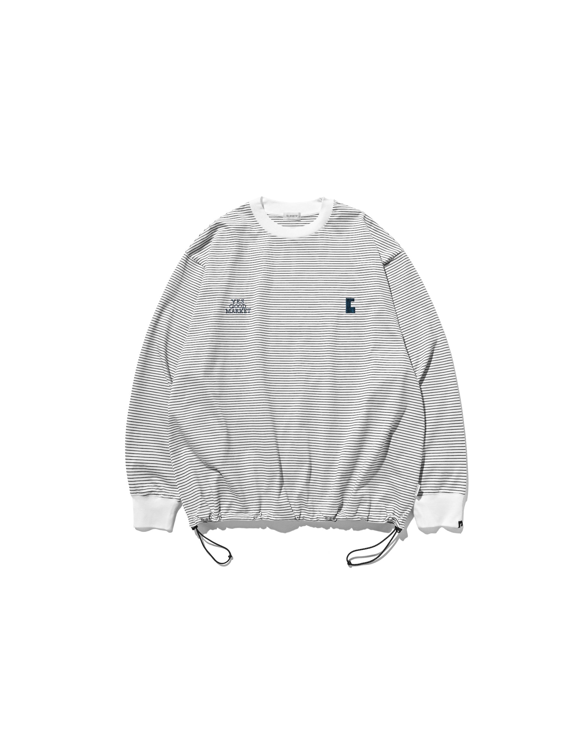 【10.15 WED 20:00- IN STOCK】"C"STRIPED L/S T-SHIRT WITH DRAWSTRINGS FOR YGM (WHITE×BLACK)
