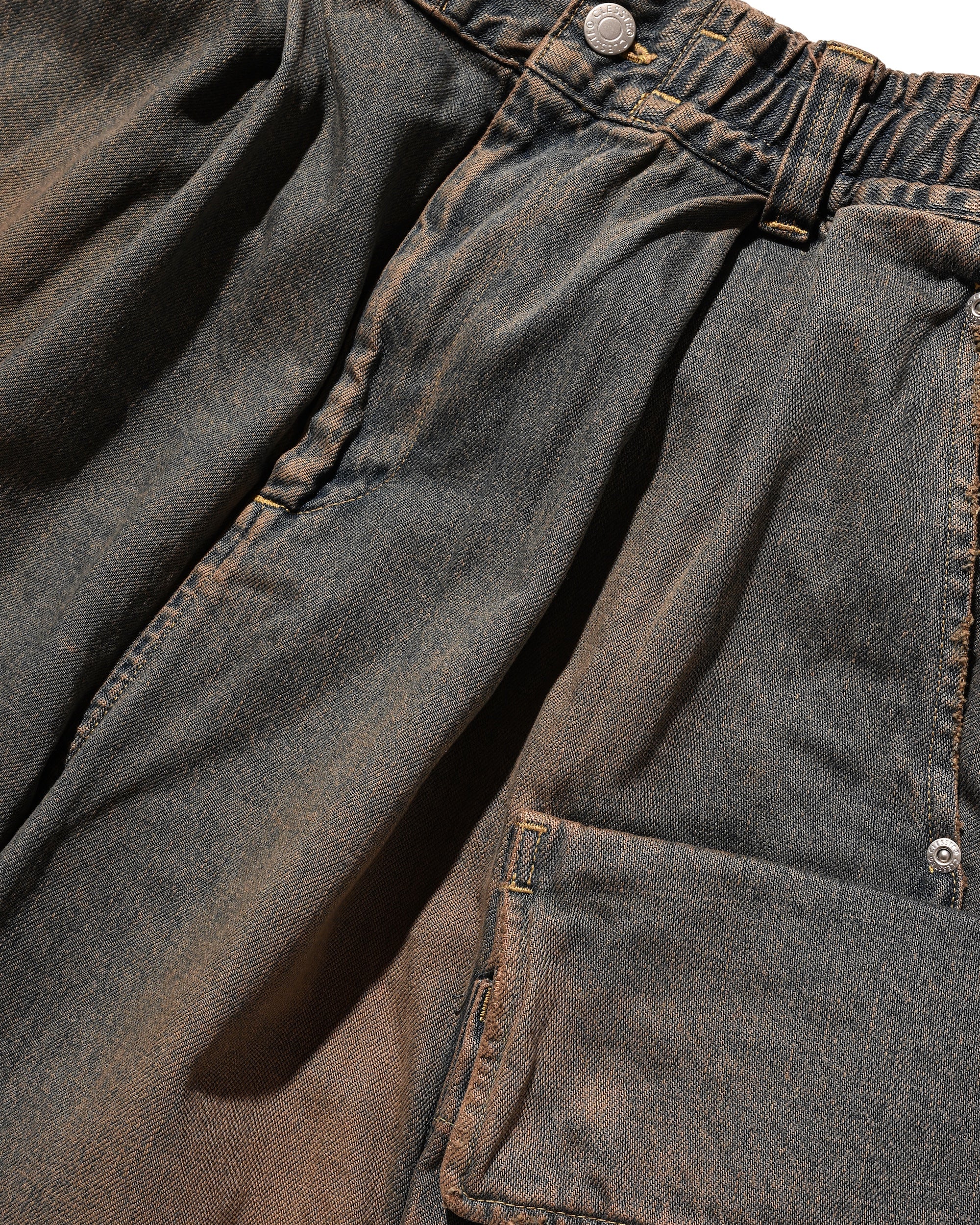 【3.18 WED 20:00- IN STOCK】VINTAGE DYED SELVEDGE DENIM CITY MILITARY HALF PANTS (VINTAGE BROWN)
