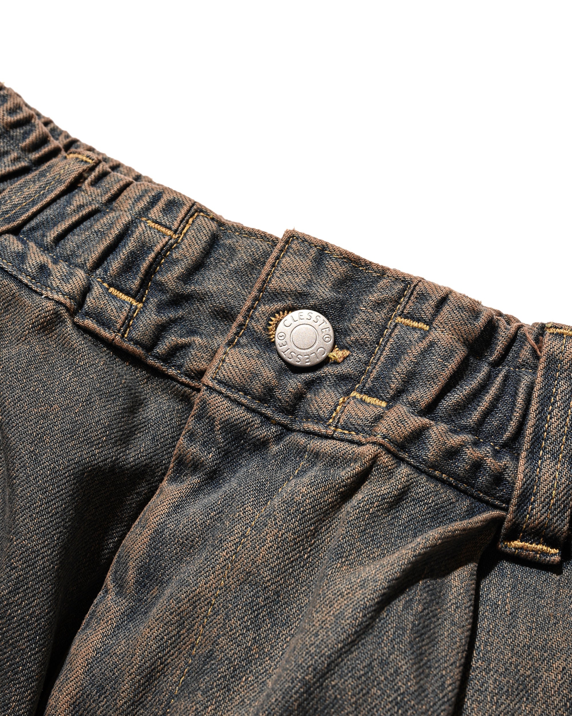 【3.18 WED 20:00- IN STOCK】VINTAGE DYED SELVEDGE DENIM CITY MILITARY HALF PANTS (VINTAGE BROWN)